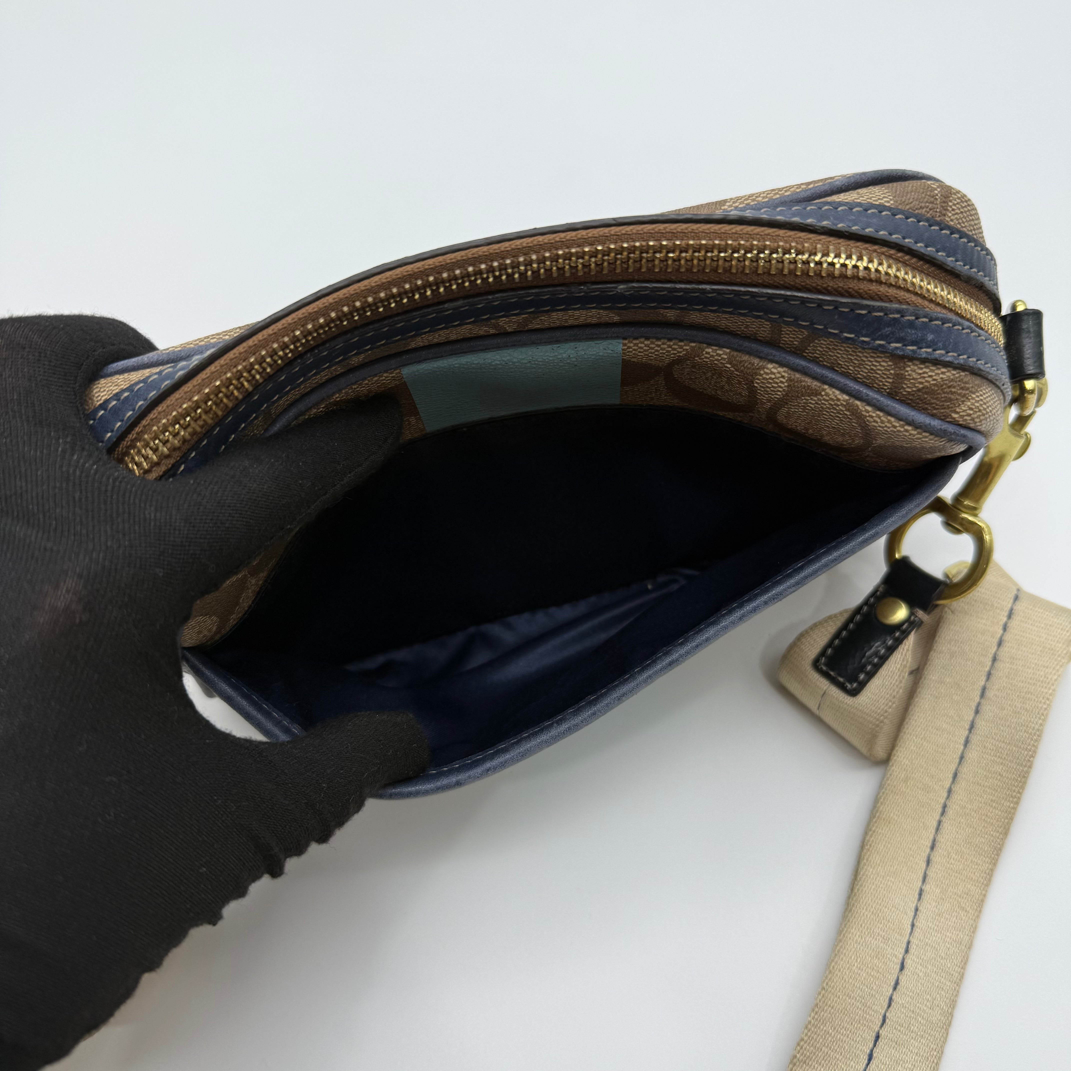 Coach Signature Stripe Jaime Crossbody Bag Beige/Blue