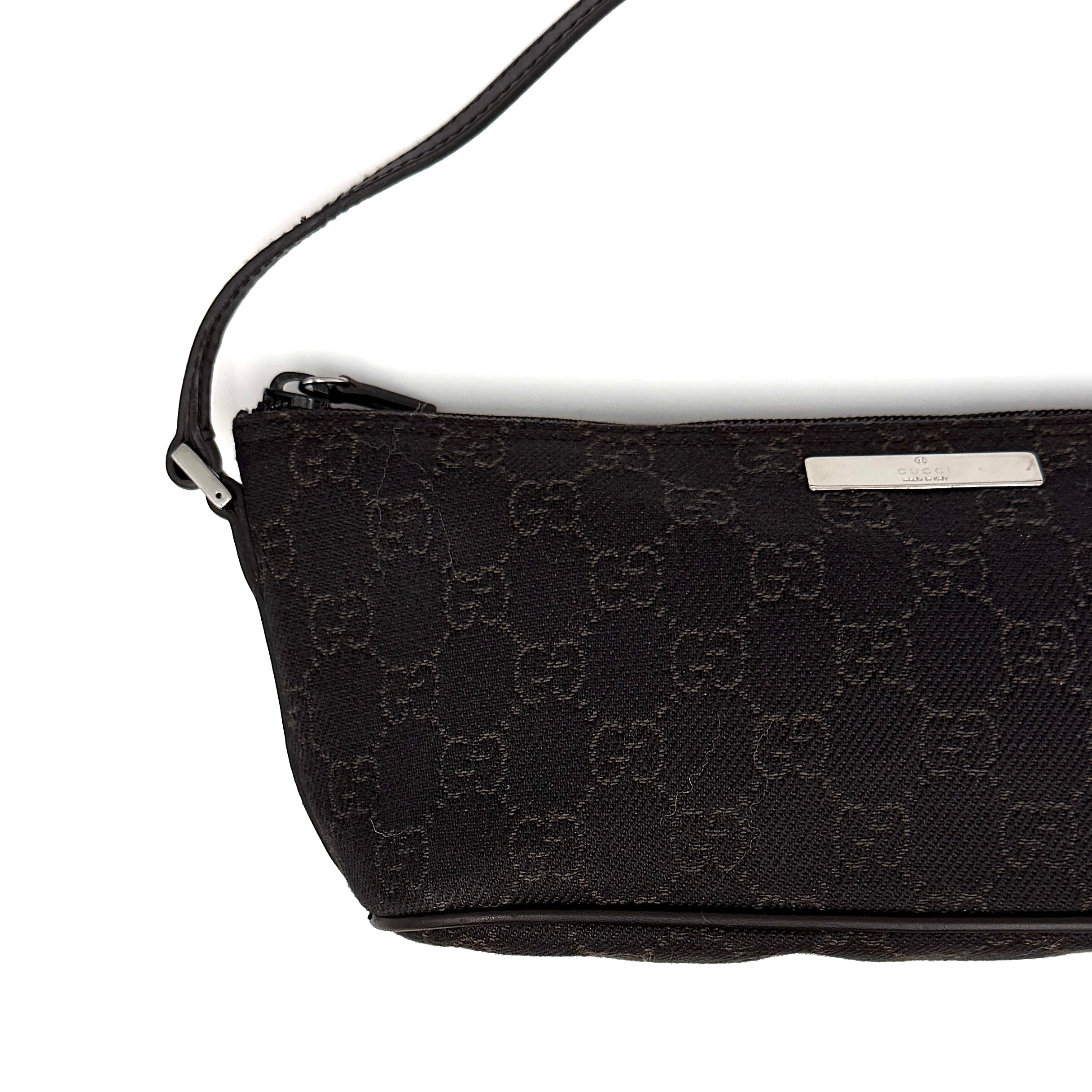Gucci GG Monogram Pochette Boat Shoulder Bag Black