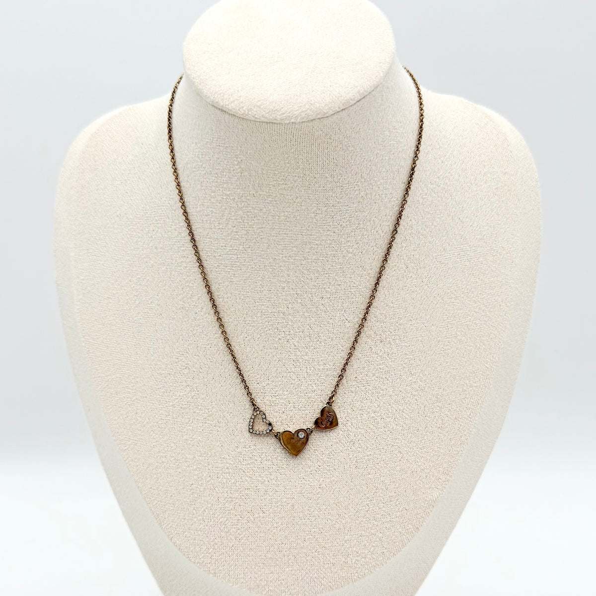 Coach Triple Heart Necklace Gold