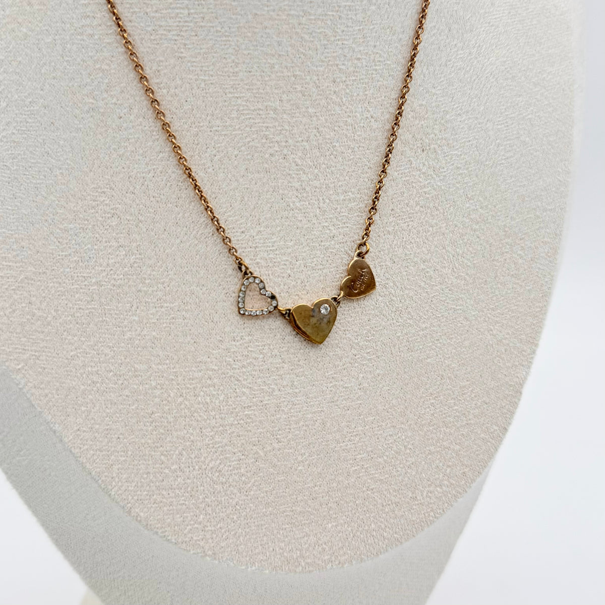 Coach Triple Heart Necklace Gold
