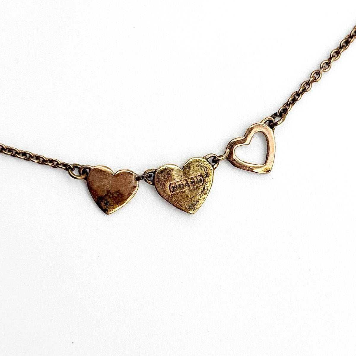 Coach Triple Heart Necklace Gold