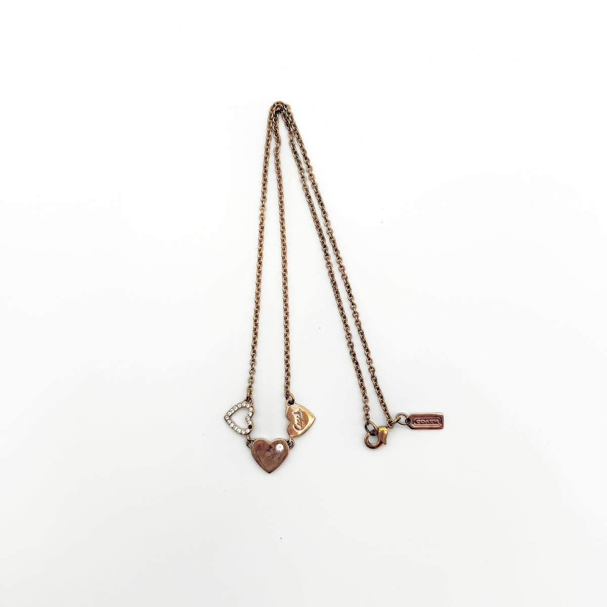 Coach Triple Heart Necklace Gold