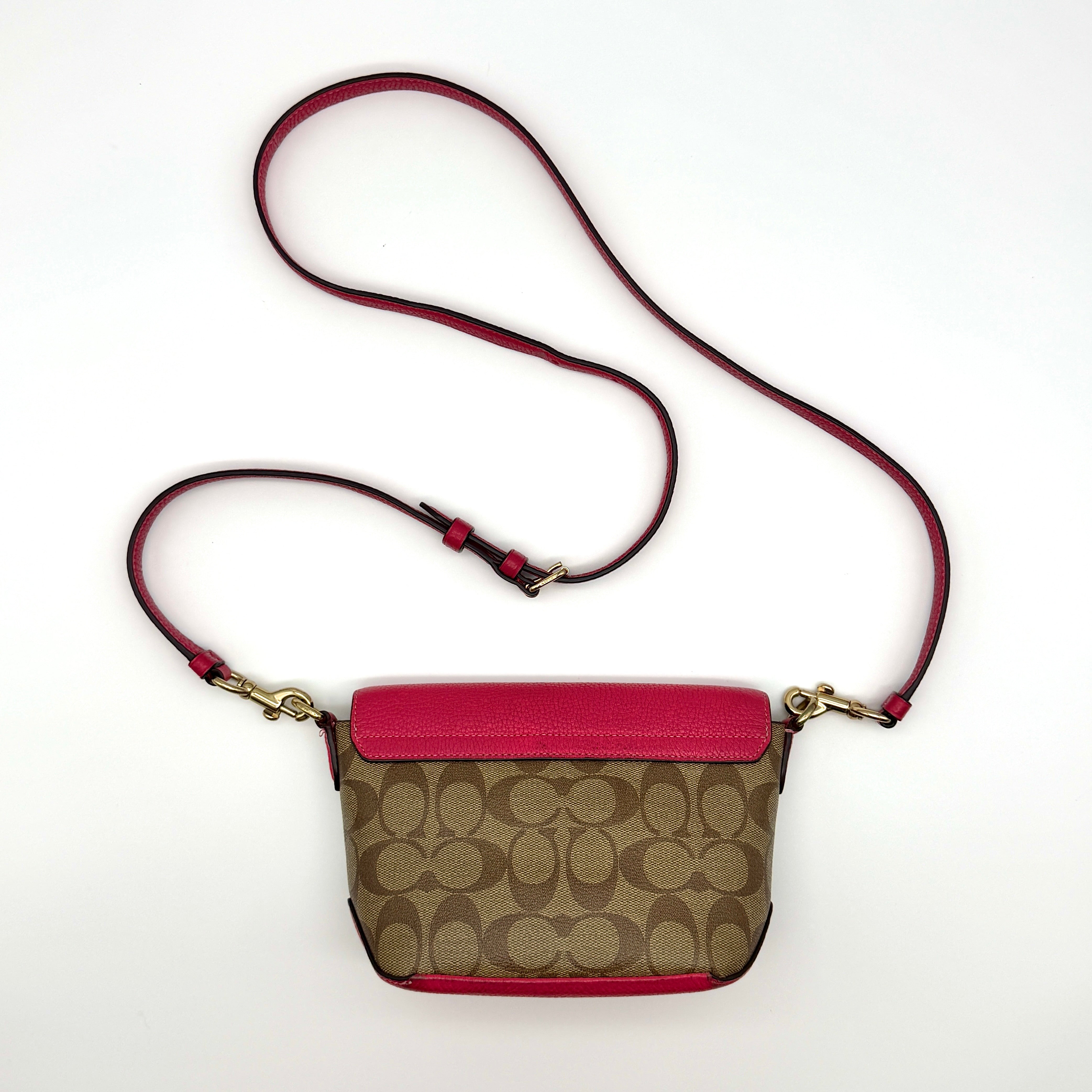 Coach Signature Karlee Crossbody Bag Pink/Beige