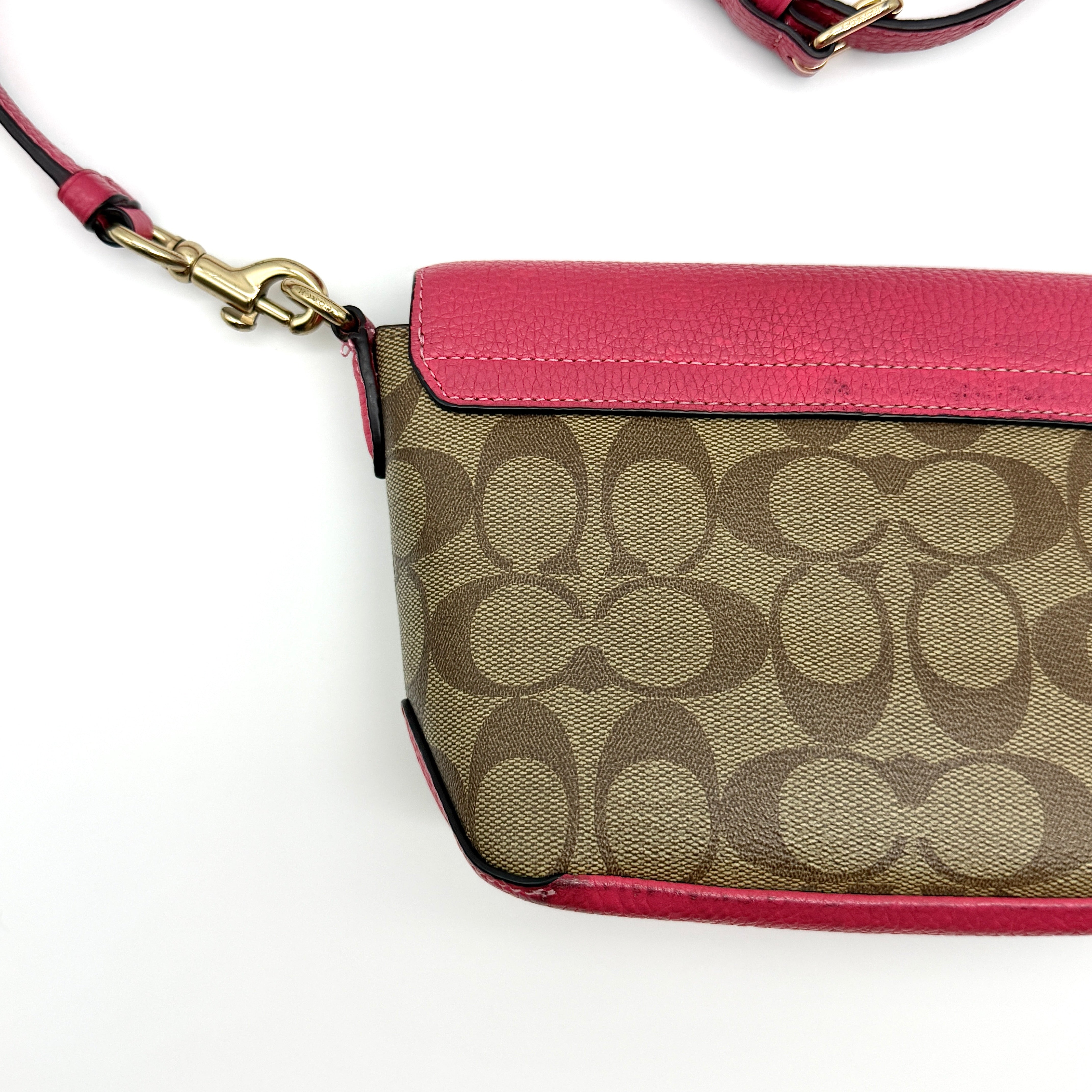 Coach Signature Karlee Crossbody Bag Pink/Beige