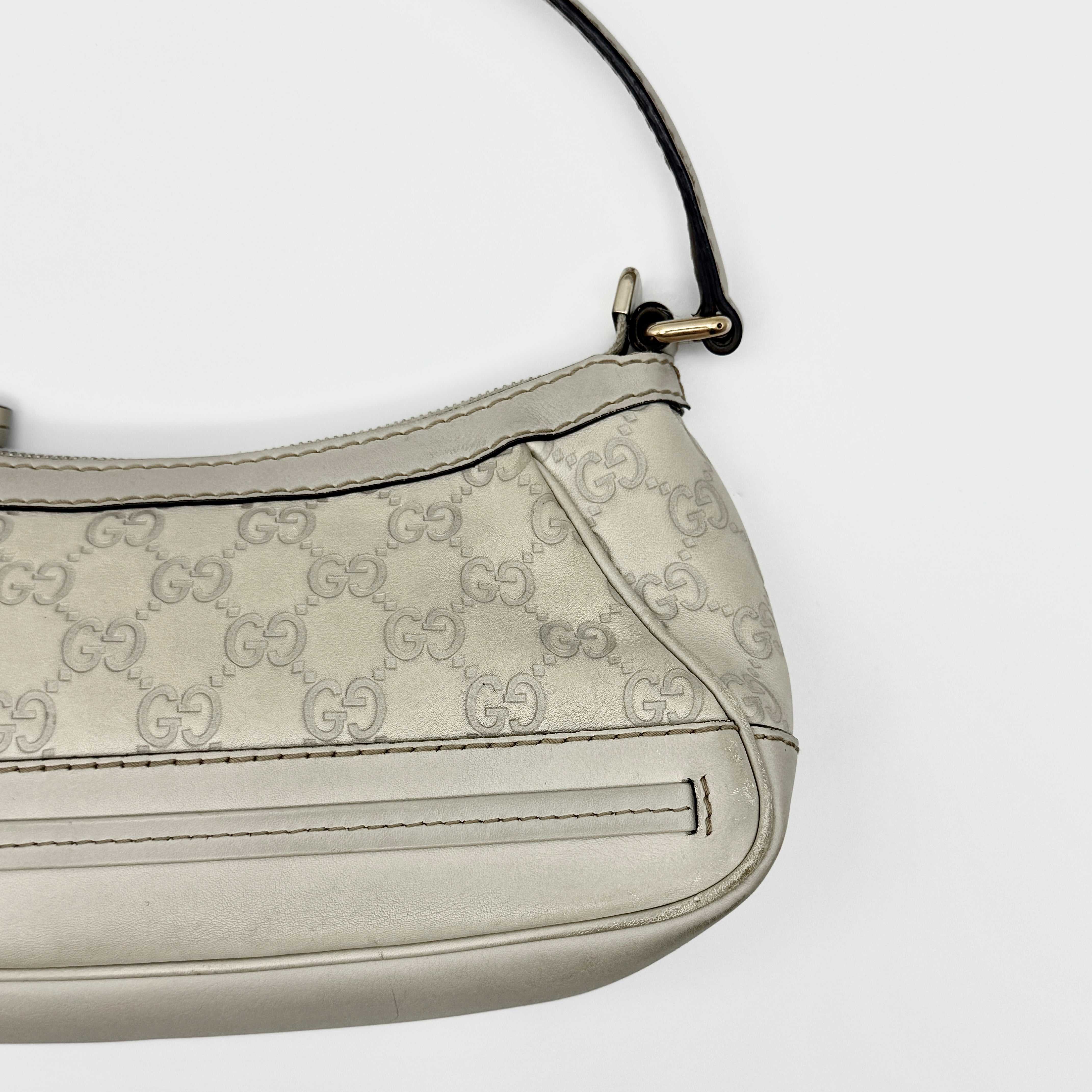 Gucci Guccissima Mayfair Ribbon Shoulder Bag Ivory