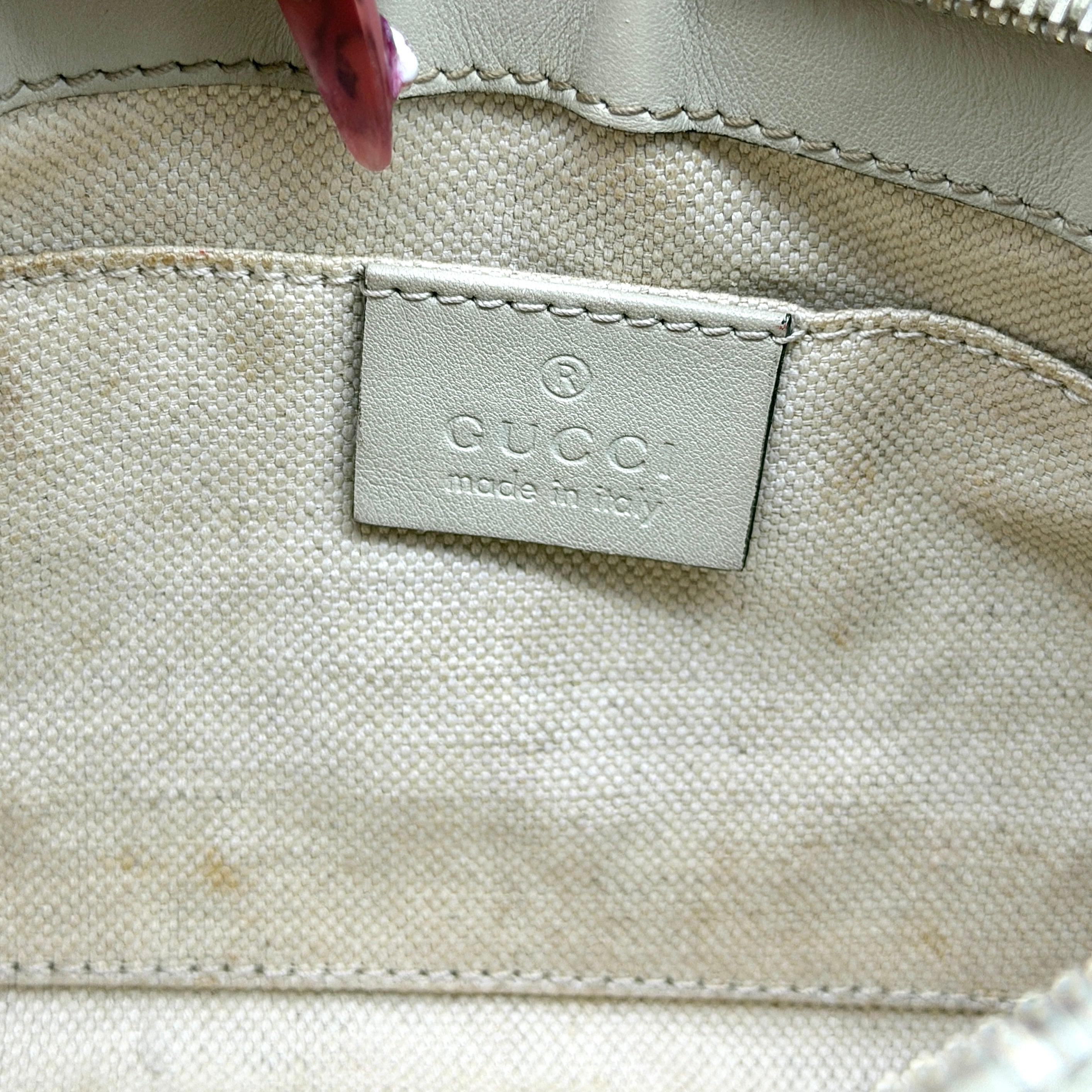 Gucci Guccissima Mayfair Ribbon Shoulder Bag Ivory