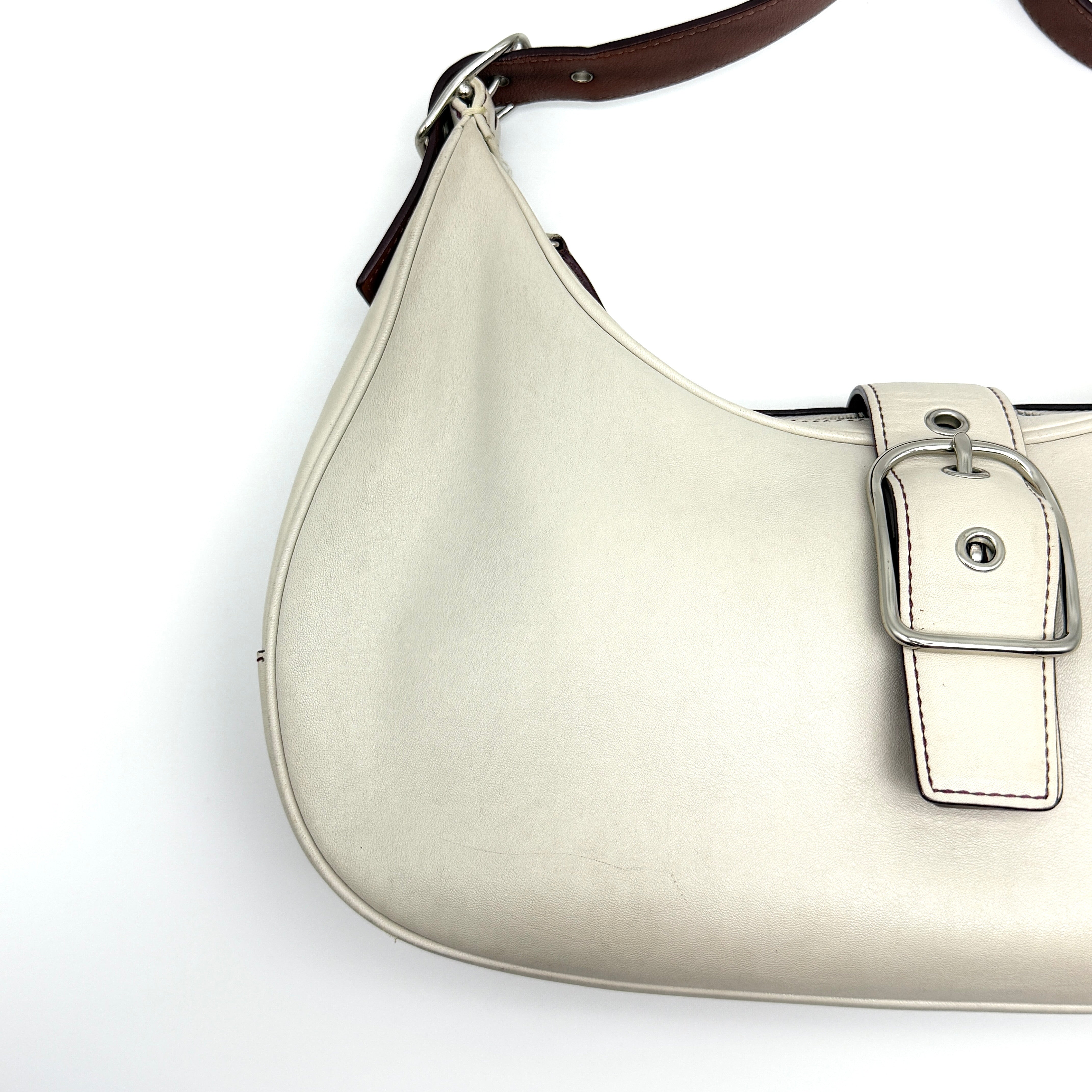 Coach Y2K Signature Hampton Buckle Hobo Shoulder Bag White