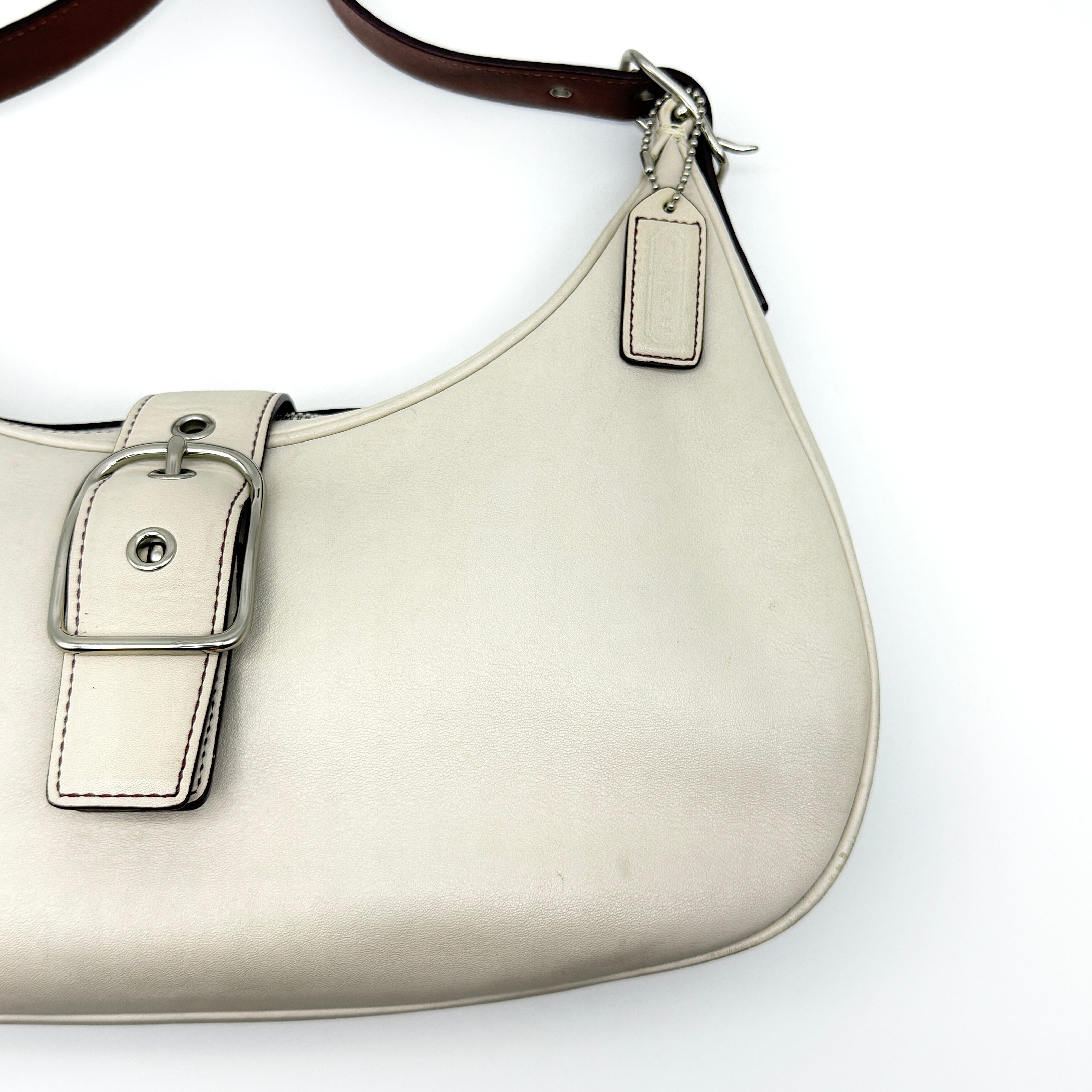 Coach Y2K Signature Hampton Buckle Hobo Shoulder Bag White