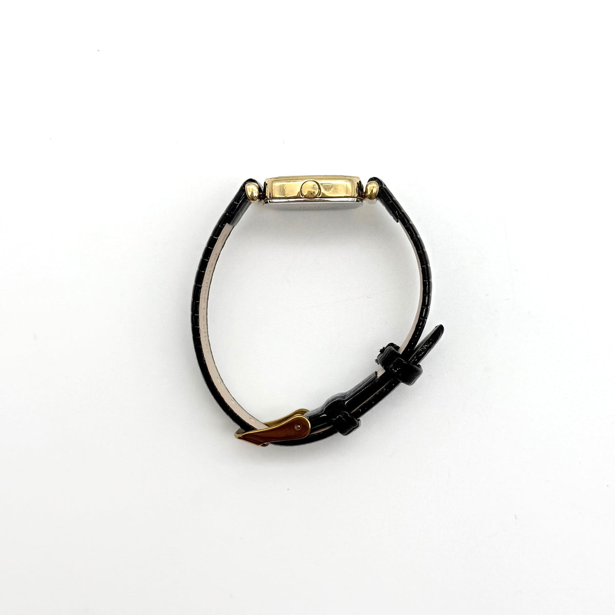 Seiko Quartz 2320-6830 Black Dial Tank Wristwatch Gold