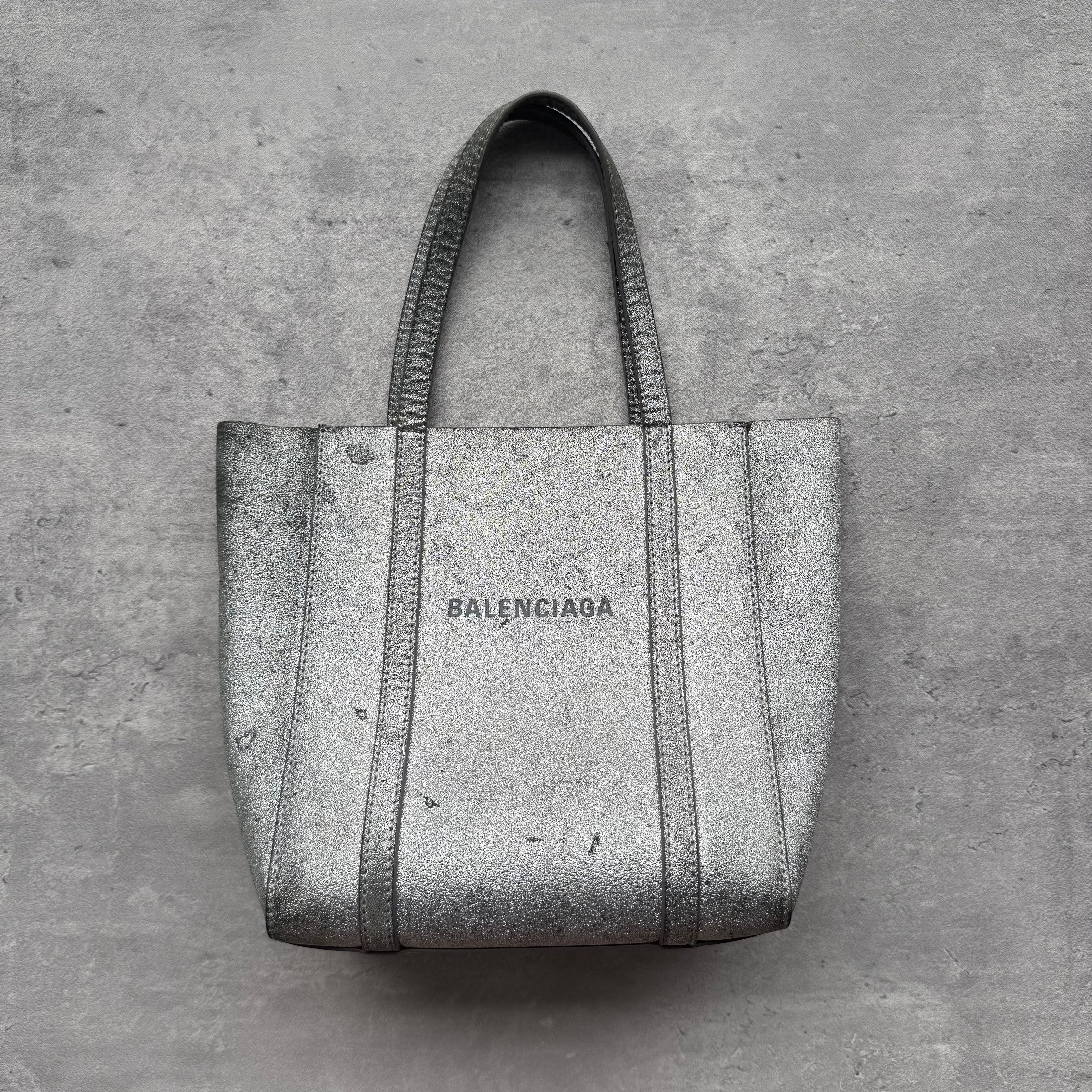 Balenciaga Glitter Everyday Silver Tote Bag