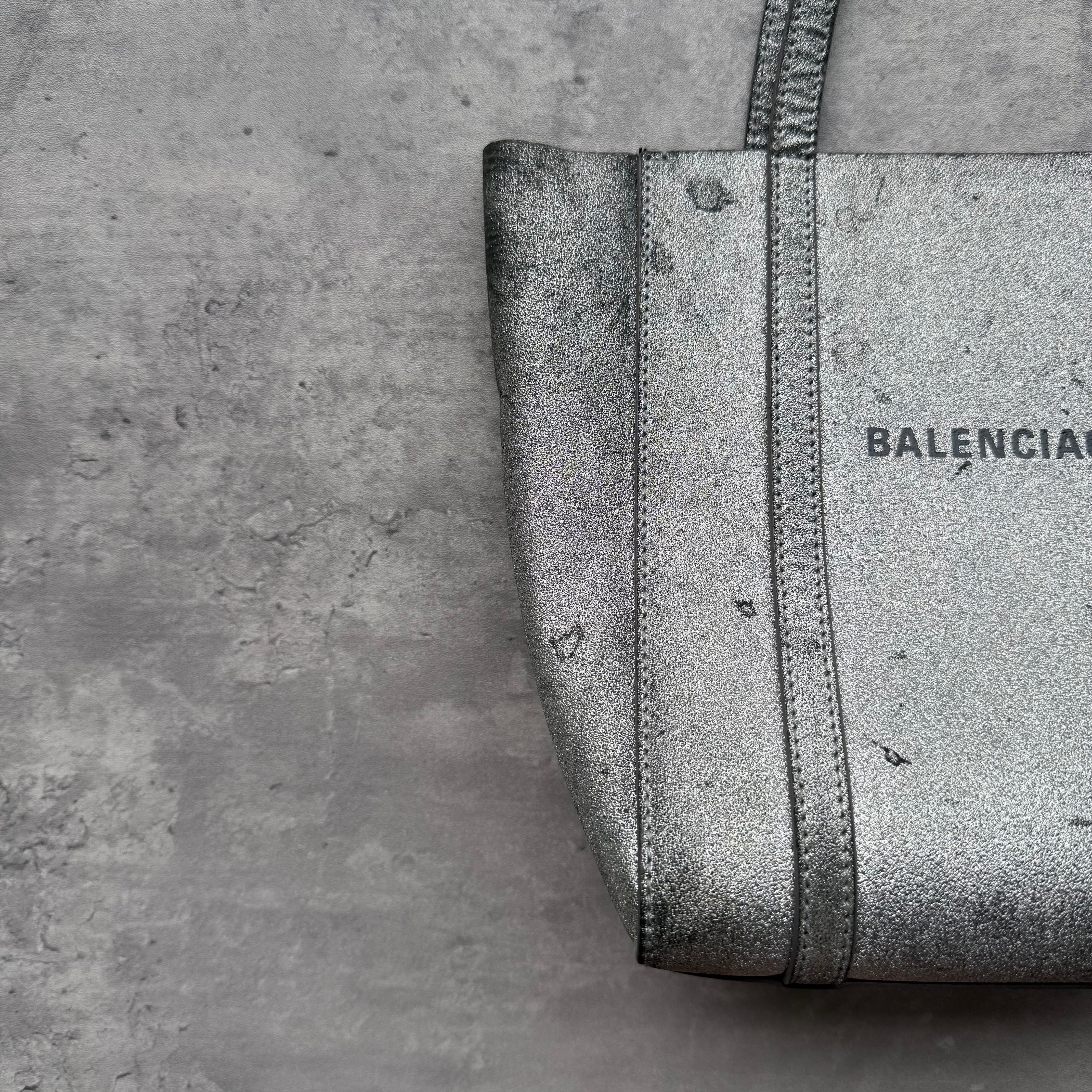 Balenciaga Glitter Everyday Silver Tote Bag