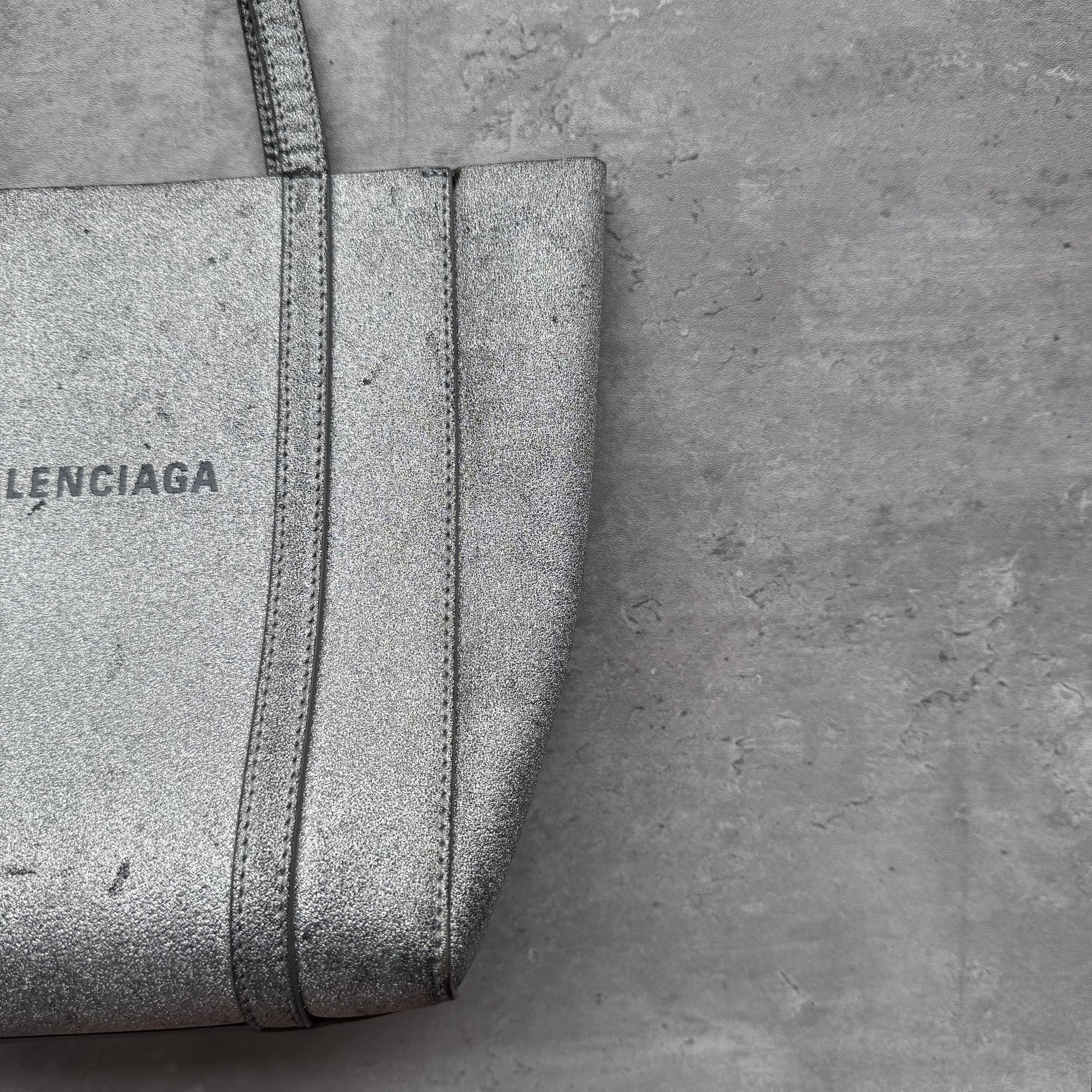 Balenciaga Glitter Everyday Silver Tote Bag