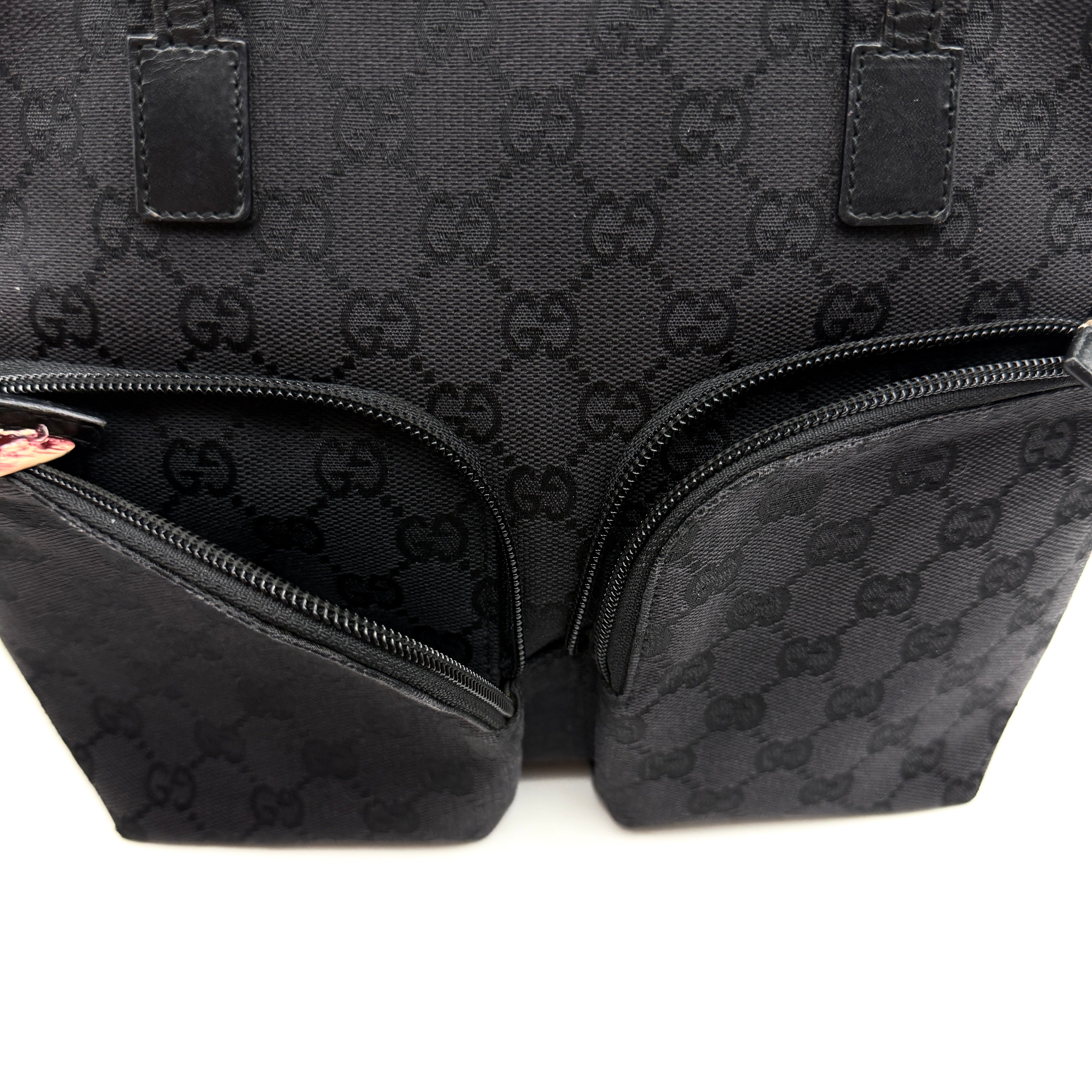 Gucci GG Monogram Double Pocket Tote Bag Black