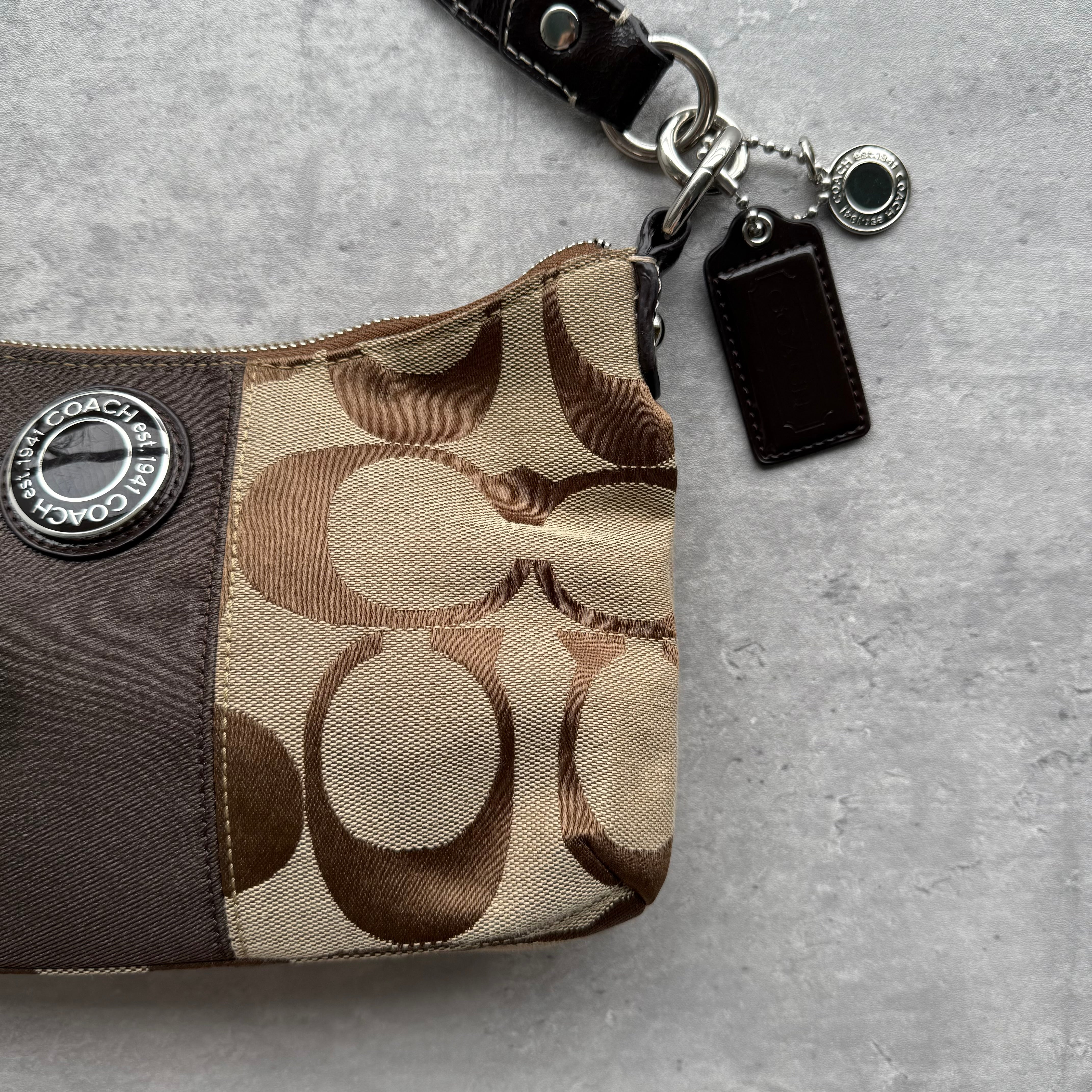 Coach 2Way Signature Stripe ShoulderBag Beige/Brown