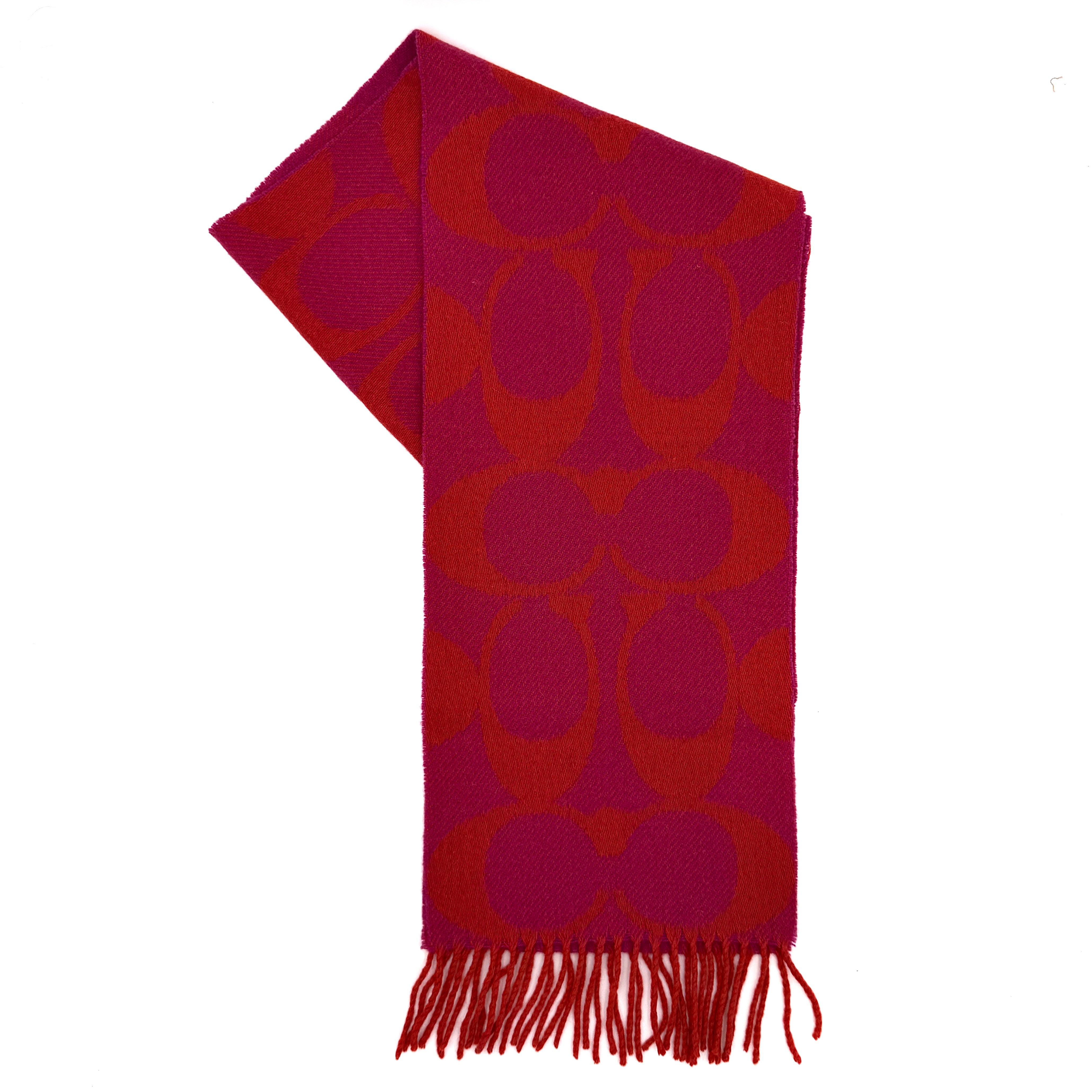 Coach Signature Reversible Wool Scarf Red