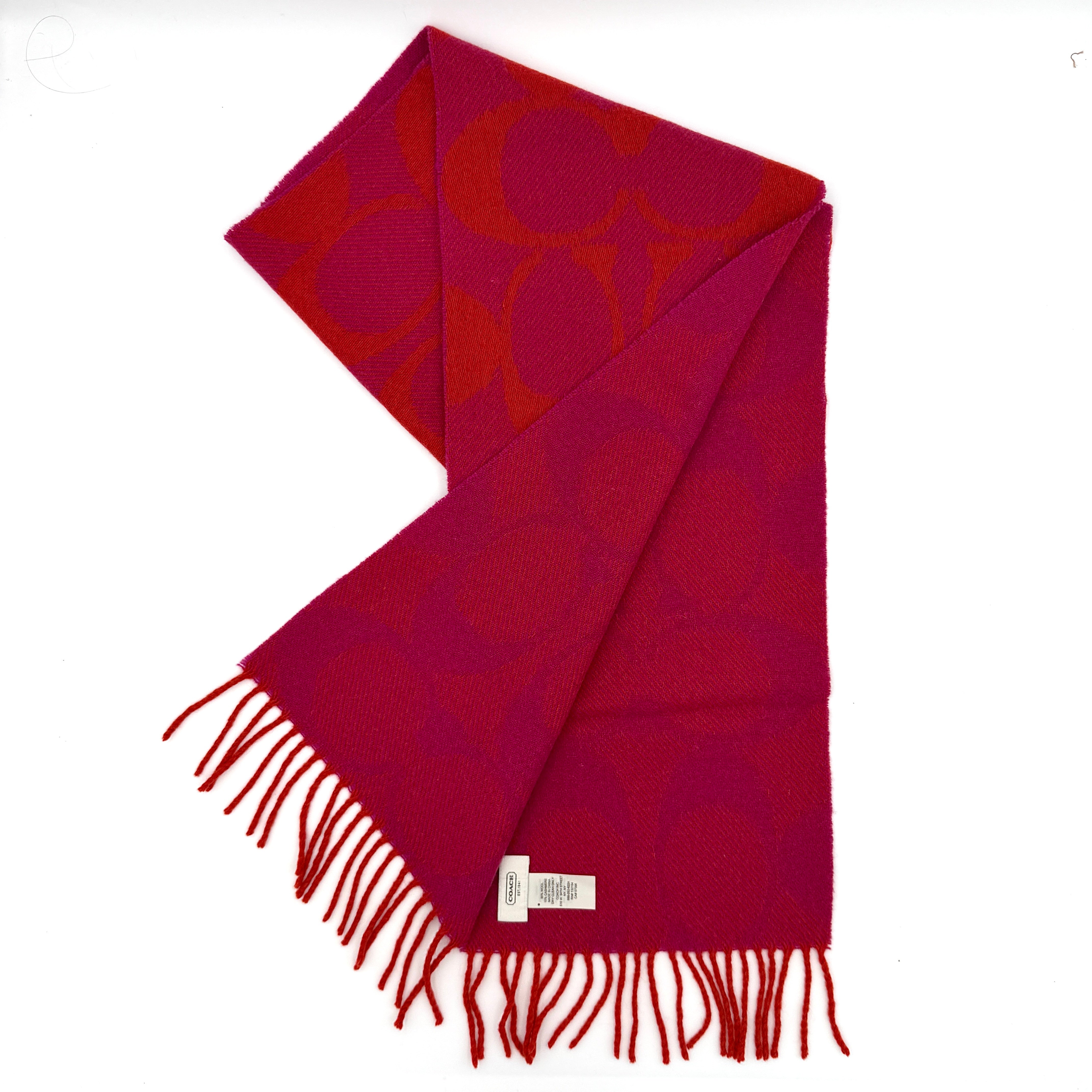 Coach Signature Reversible Wool Scarf Red