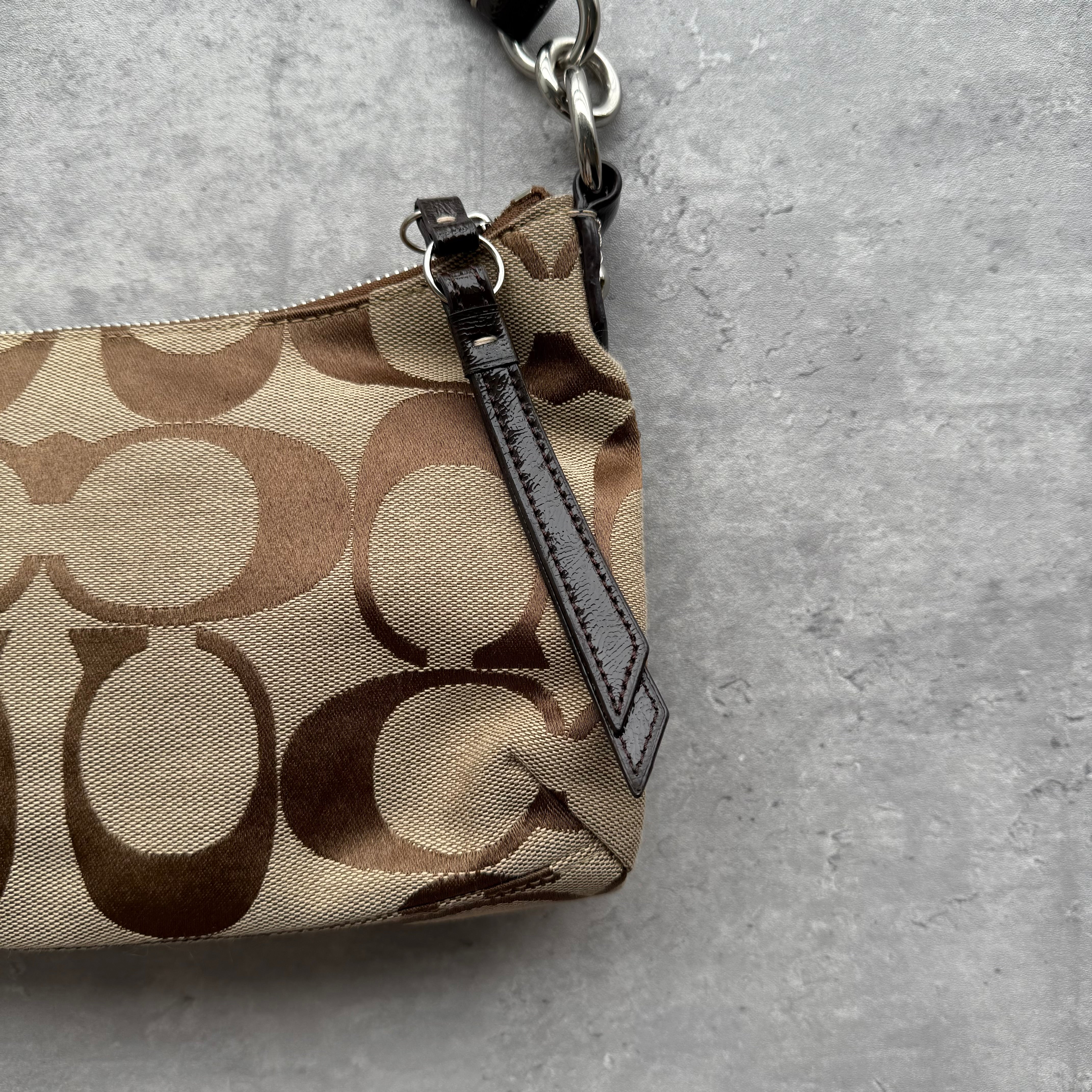 Coach 2Way Signature Stripe ShoulderBag Beige/Brown