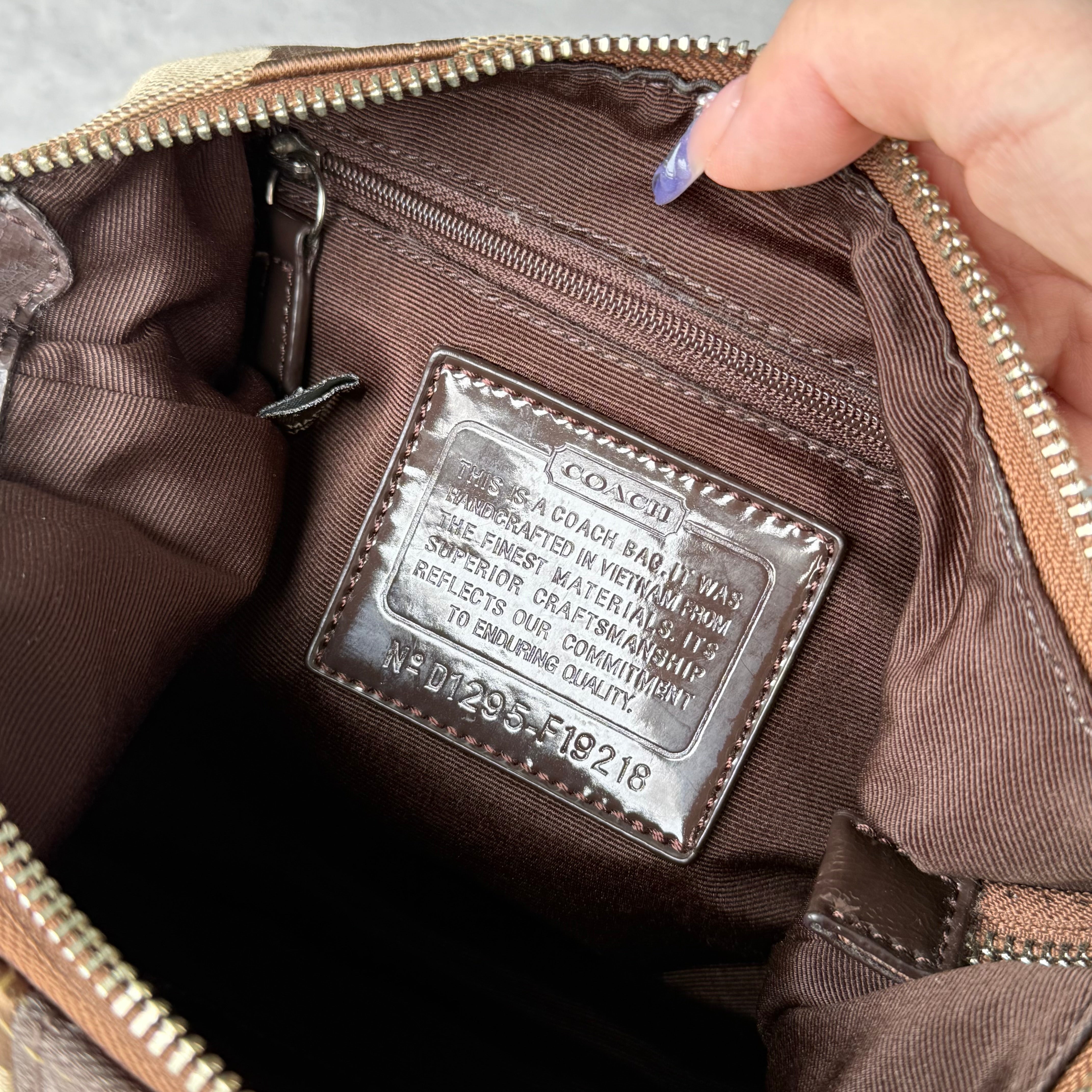 Coach 2Way Signature Stripe ShoulderBag Beige/Brown