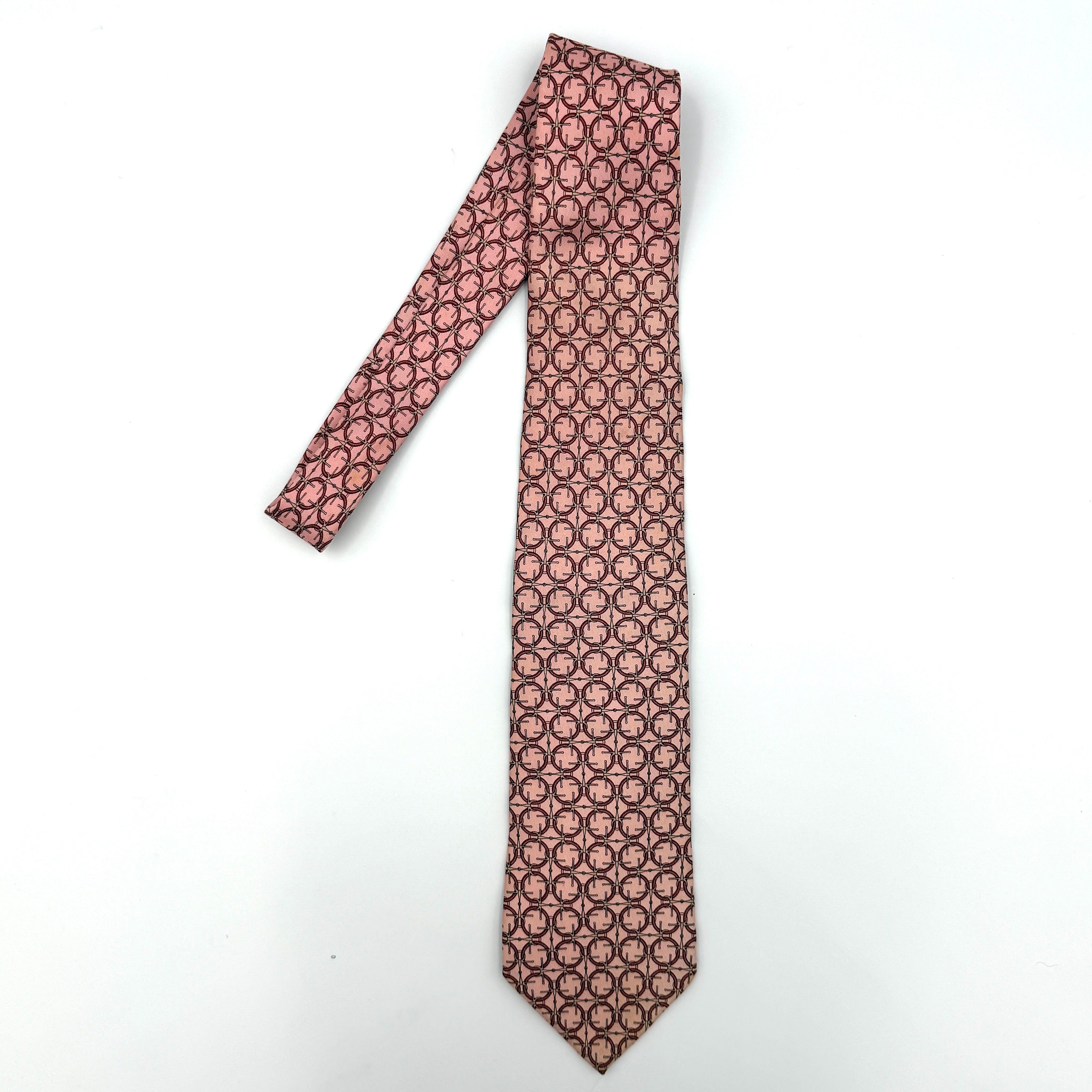 Gucci Ring Pattern Silk Tie Pink