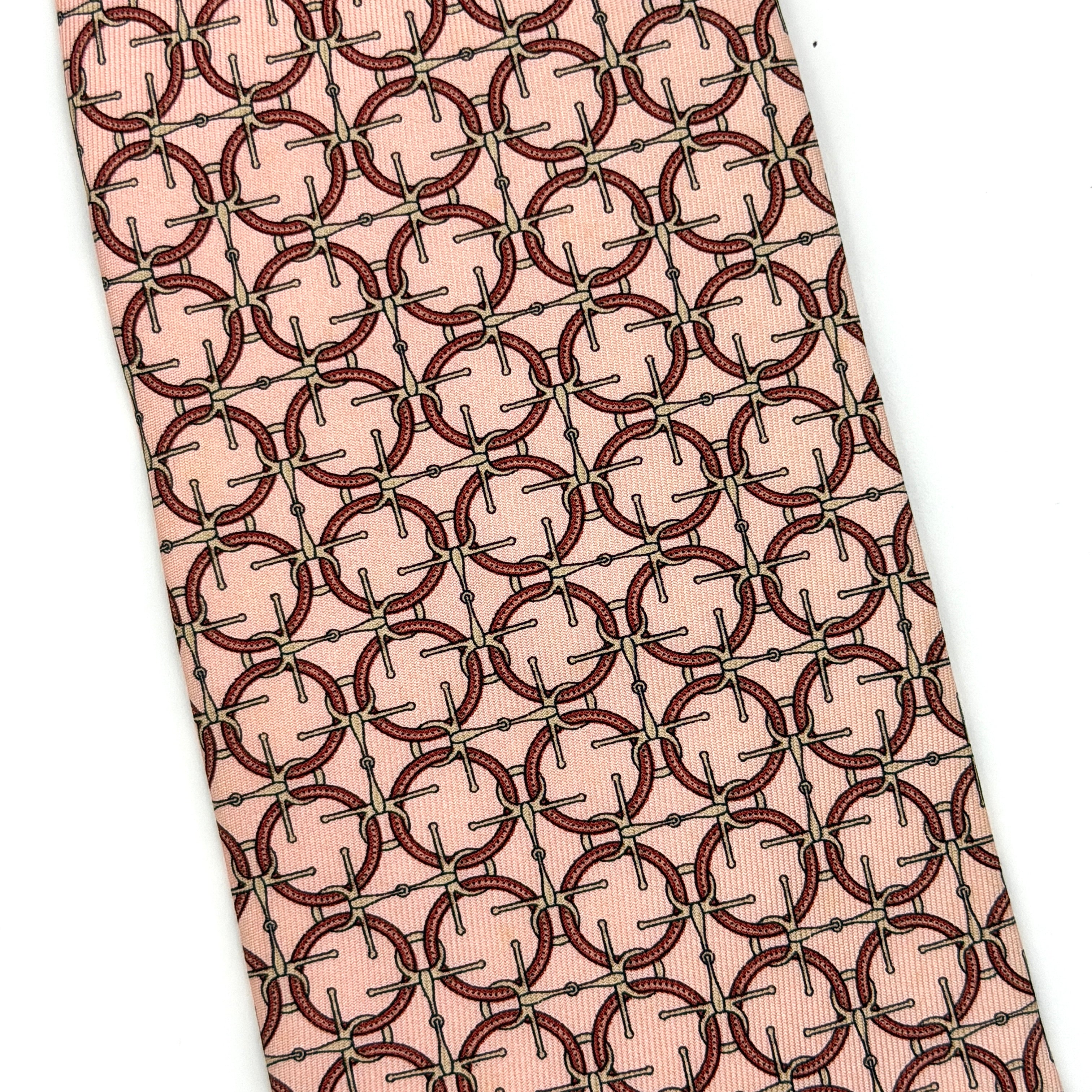 Gucci Ring Pattern Silk Tie Pink