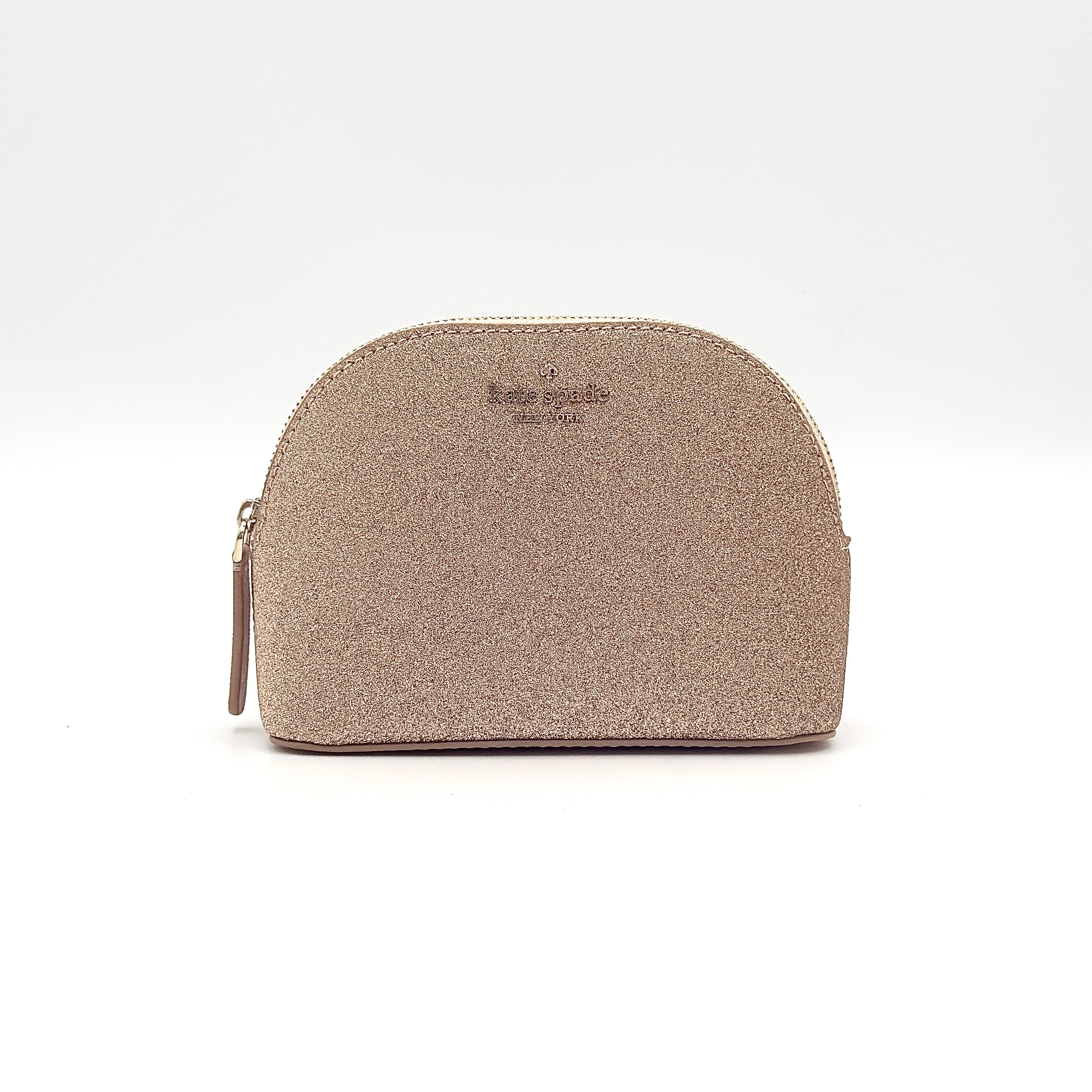 Kate Spade New York Lola Glitter Dome Cosmetic Case Rose Gold