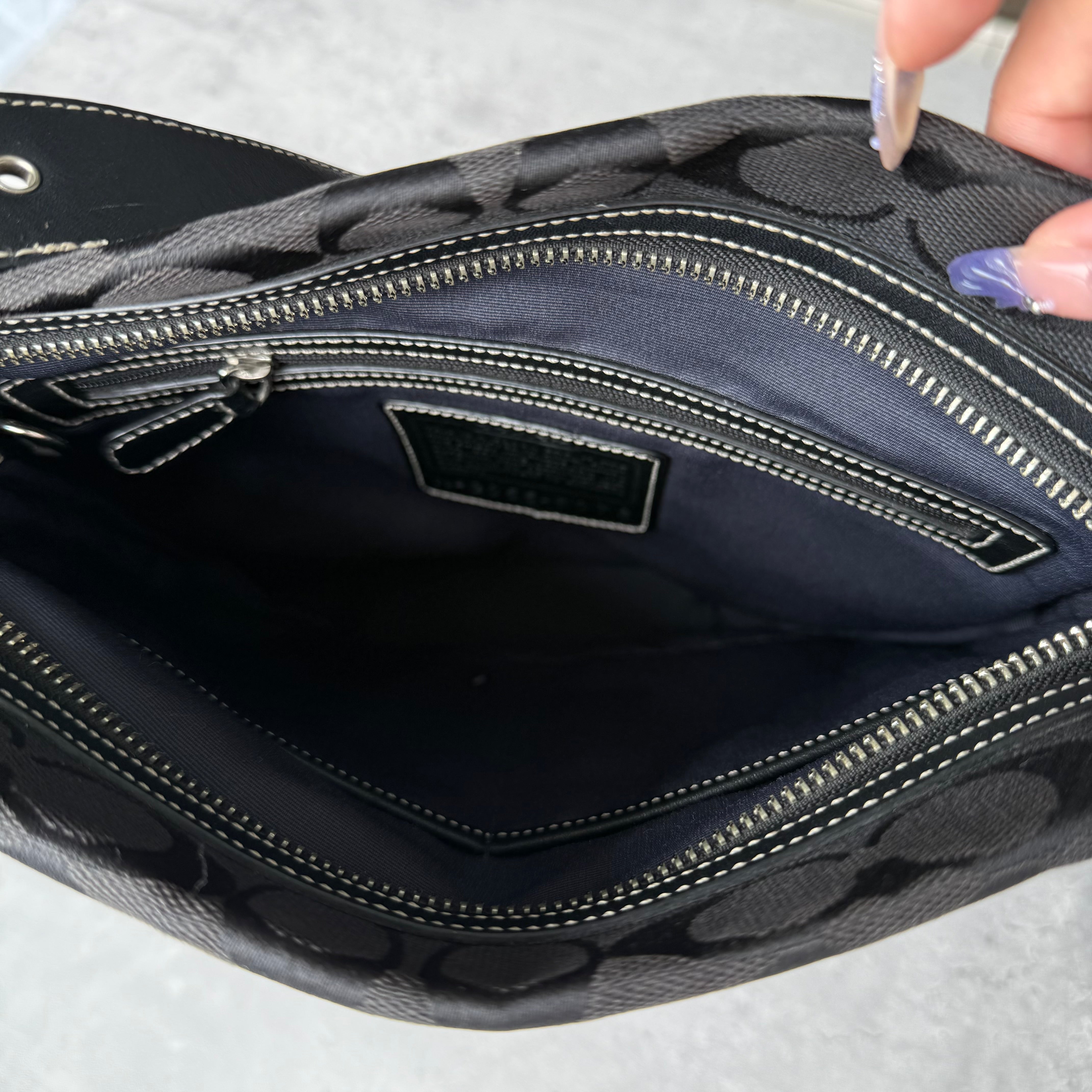 Coach Signature Hobo Bucket Shoulder Bag Black