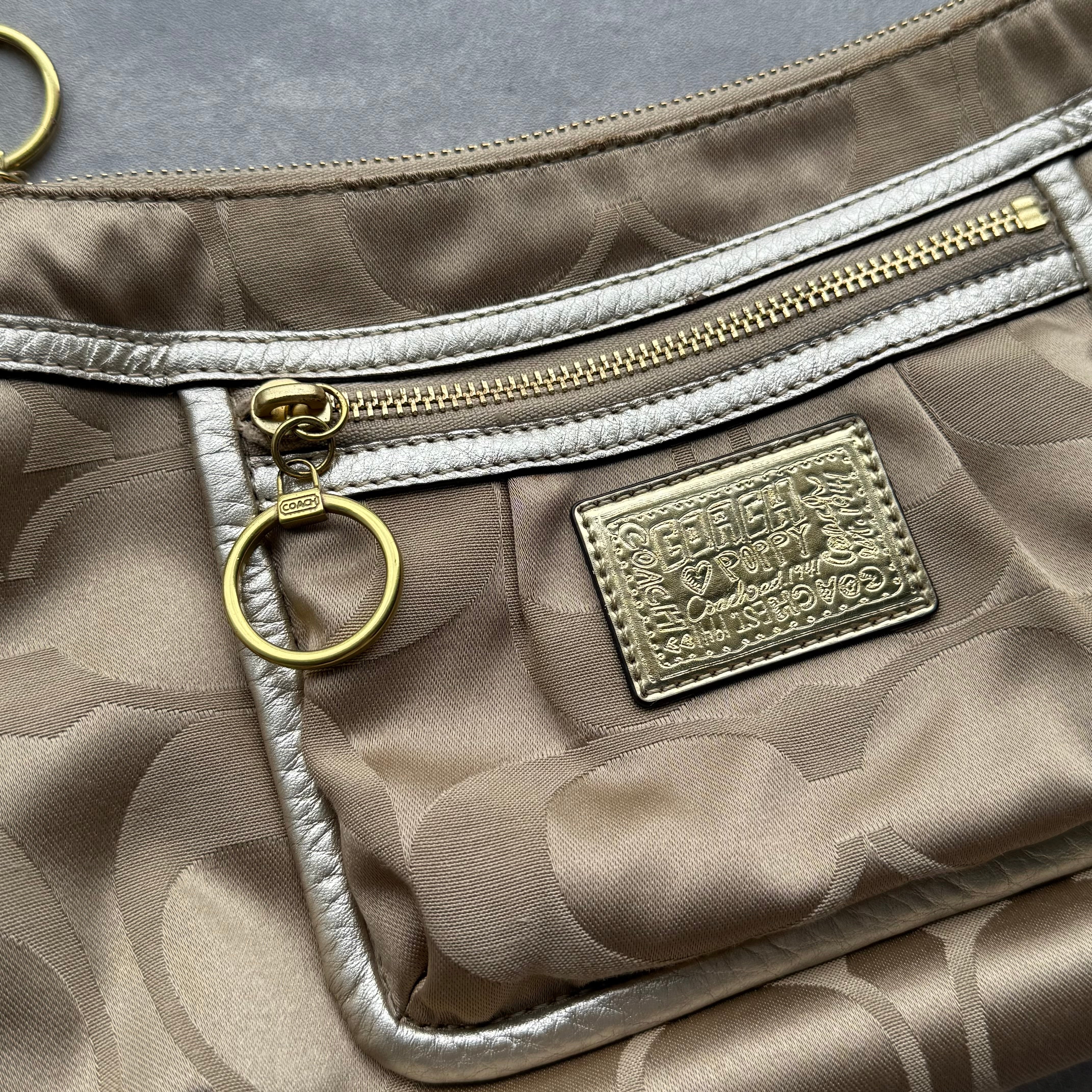 Coach 2Way Poppy Shoulder Bag Beige/Silver