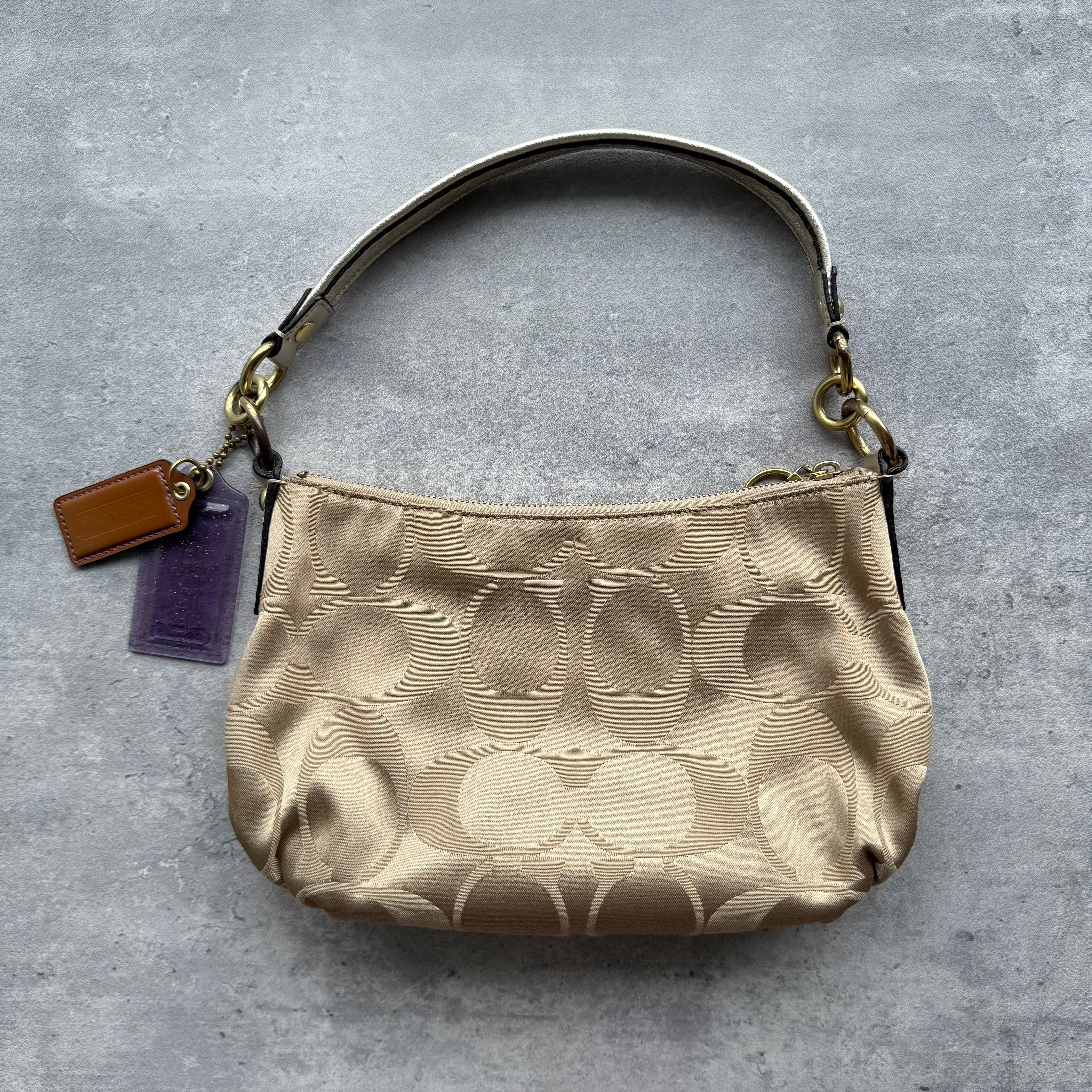 Coach 2Way Poppy Shoulder Bag Beige/Silver