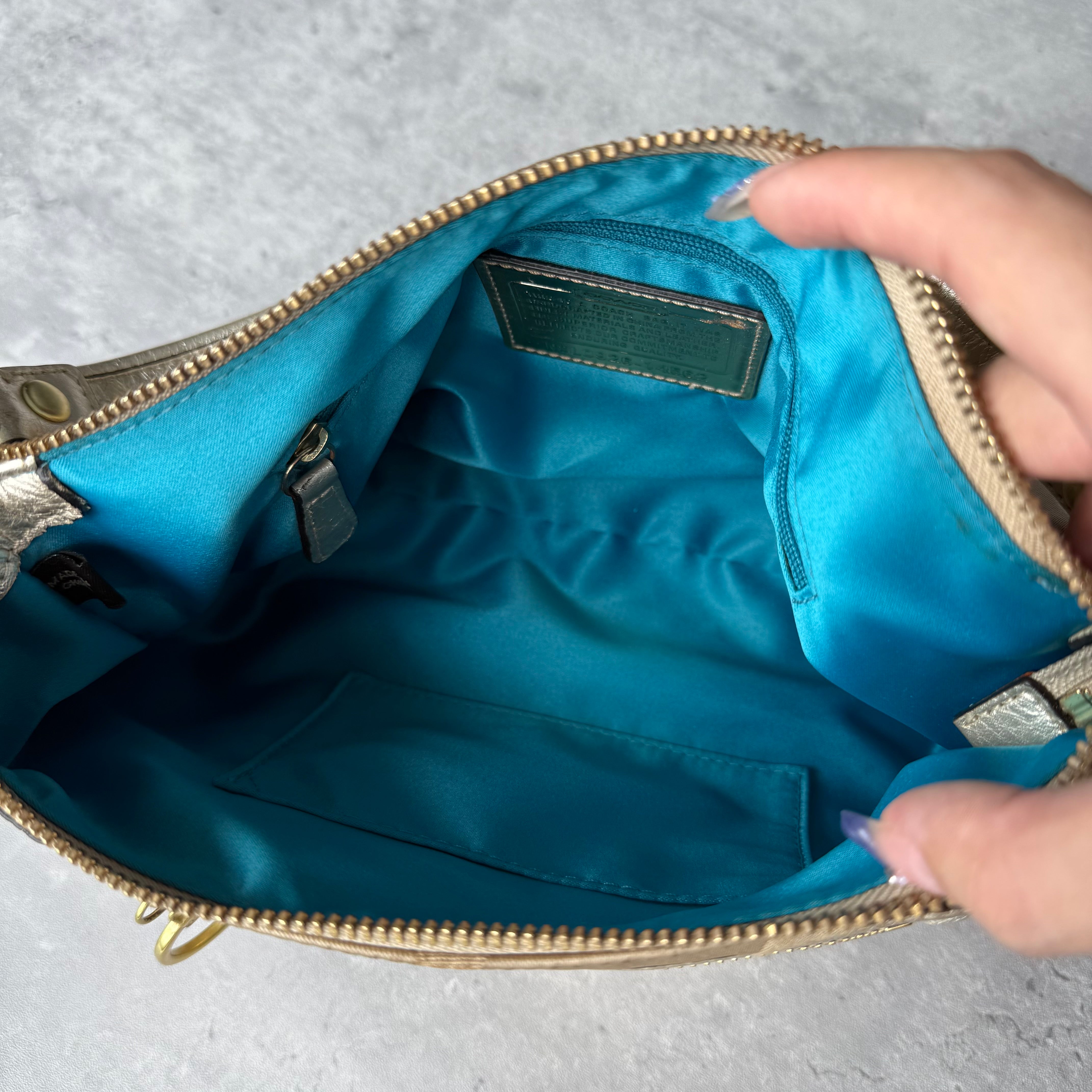 Coach 2Way Poppy Shoulder Bag Beige/Silver