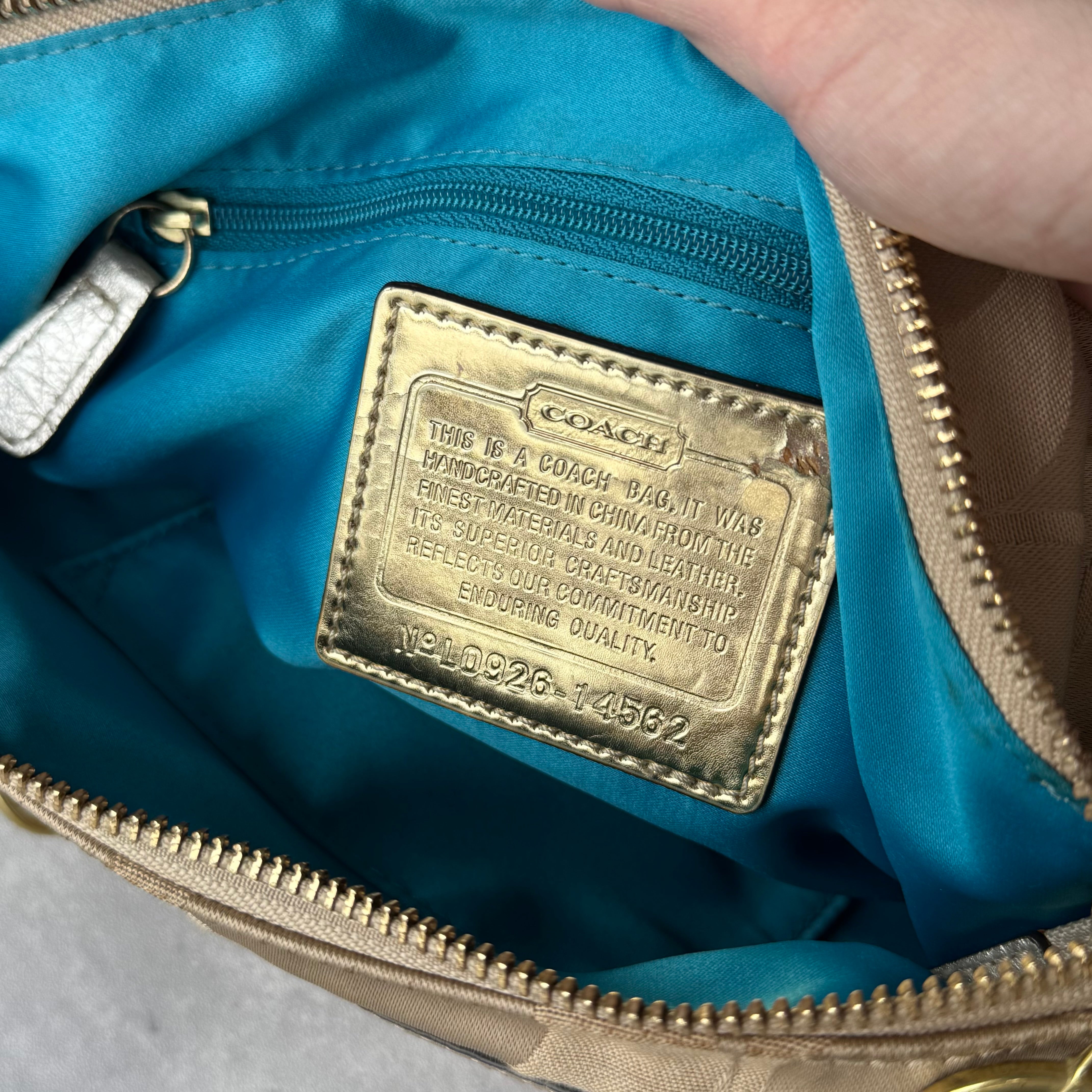 Coach 2Way Poppy Shoulder Bag Beige/Silver