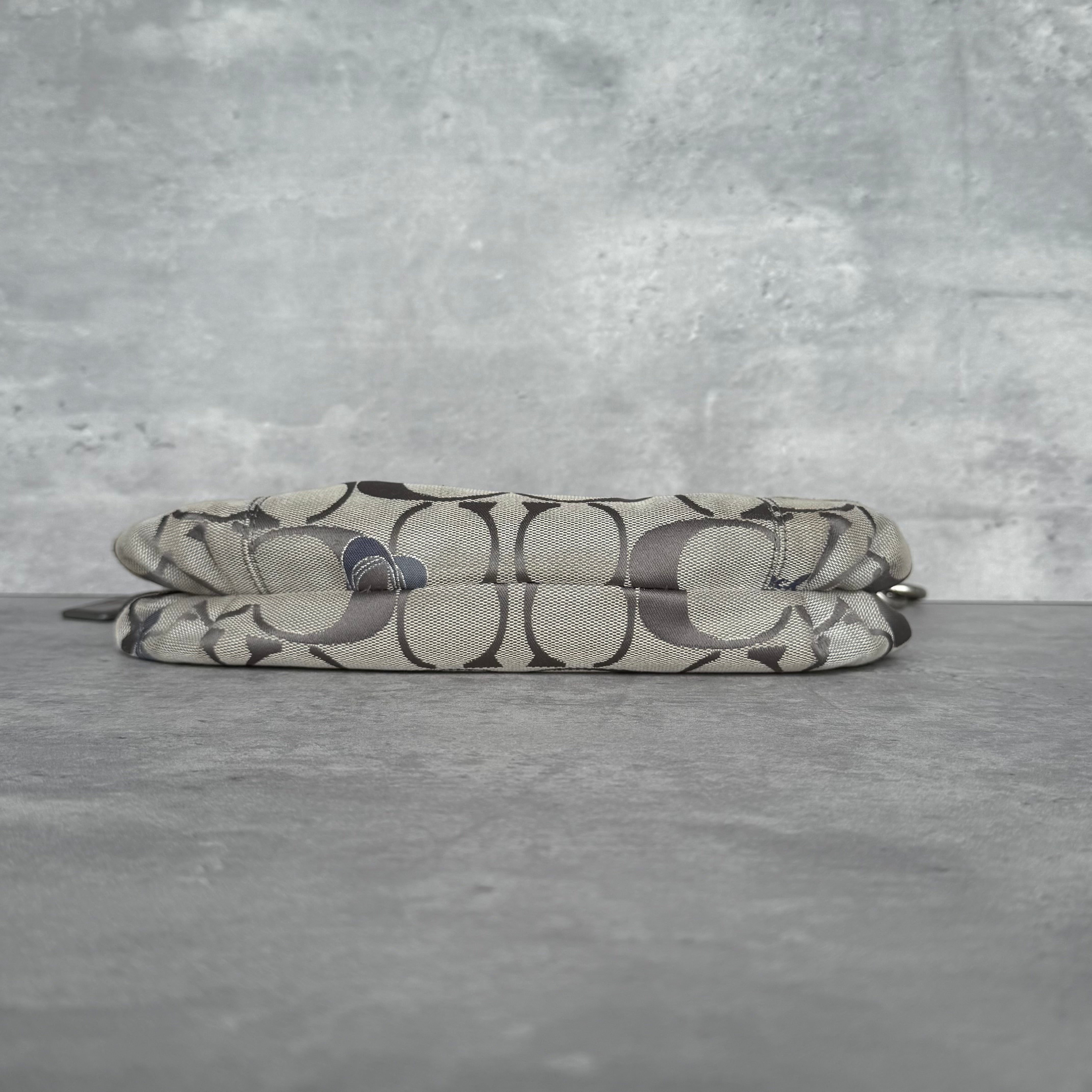 Coach 2Way Signature Embroidered Hearts Shoulder Bag Grey/Blue