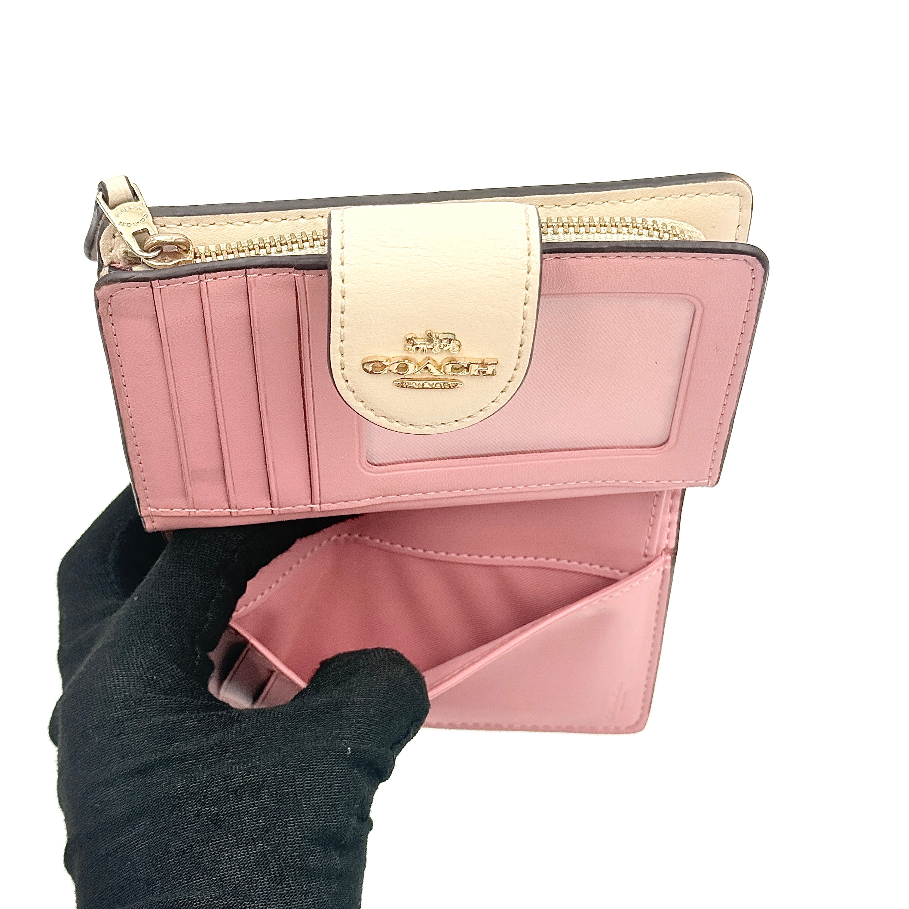 Coach Signature Floral Corner Zip Wallet Brown/Multi