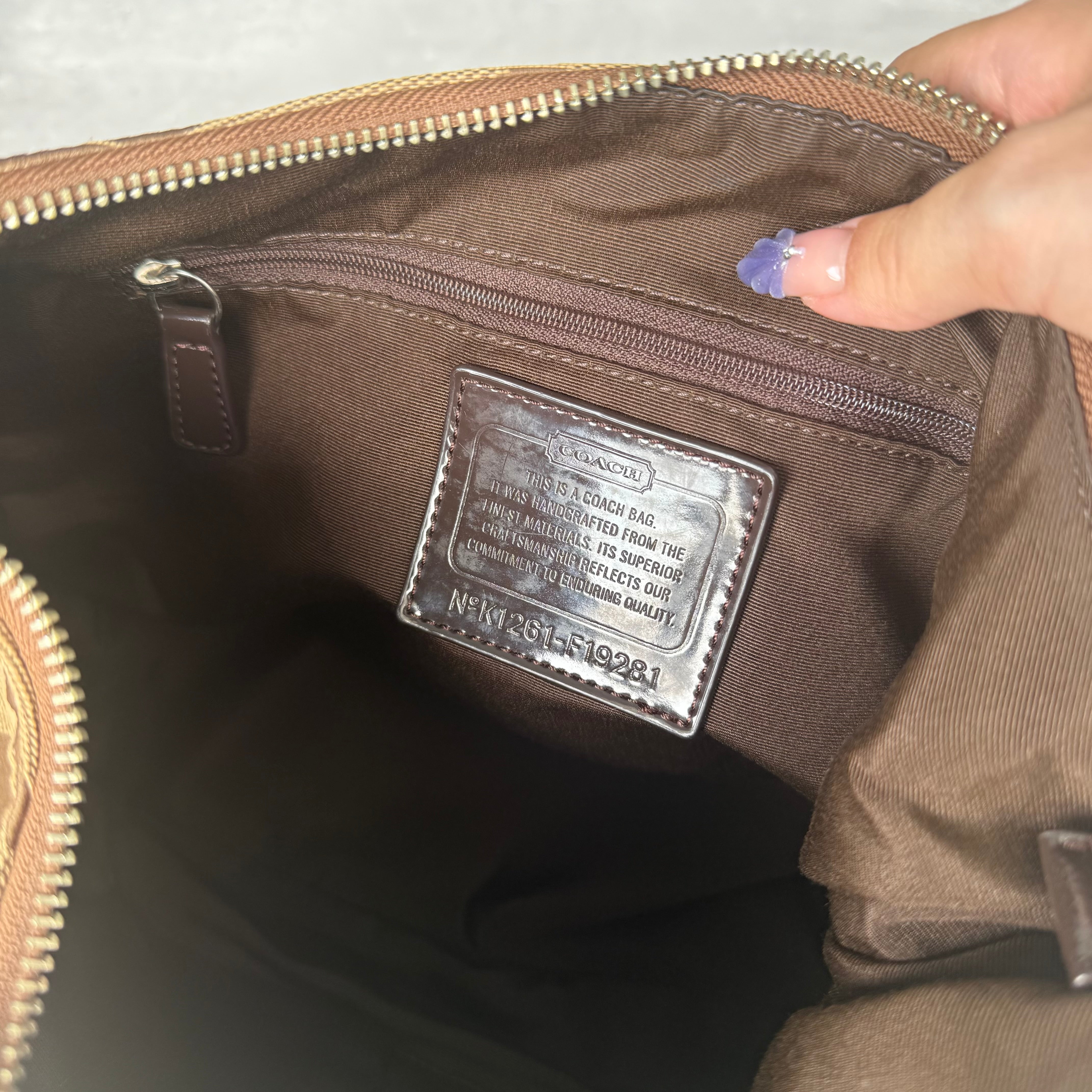 Coach 2Way Signature Stripe Large ShoulderBag Beige/Brown