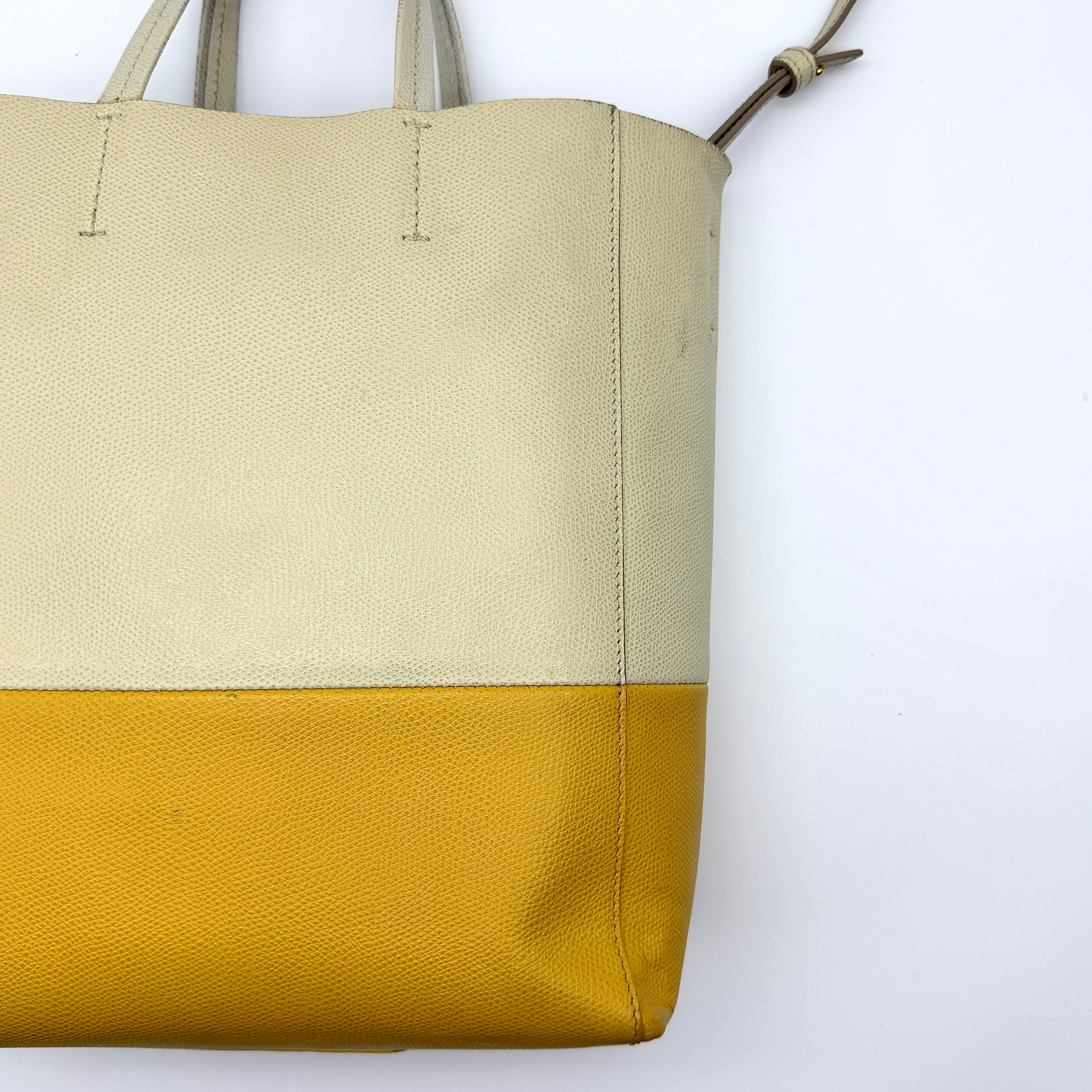 Celine Vertical Cabas Bicolor Tote Bag Yellow/White