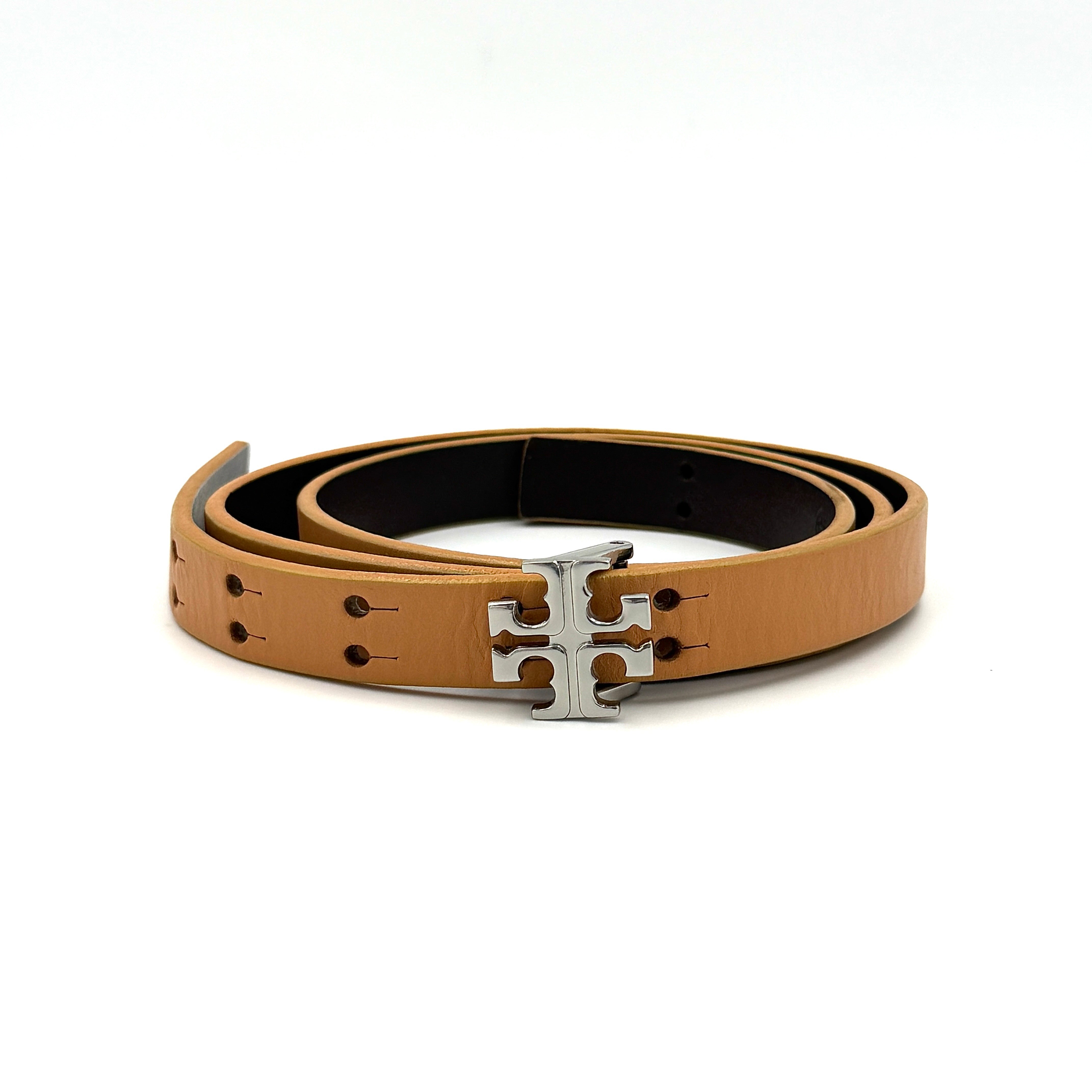 Tory Burch Logo Belt Brown