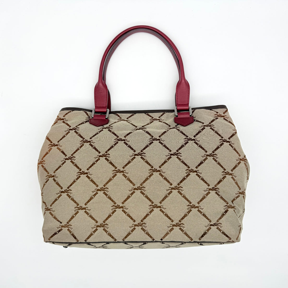 Longchamp Monogram Jacquard Canvas Tote Bag Red/Beige