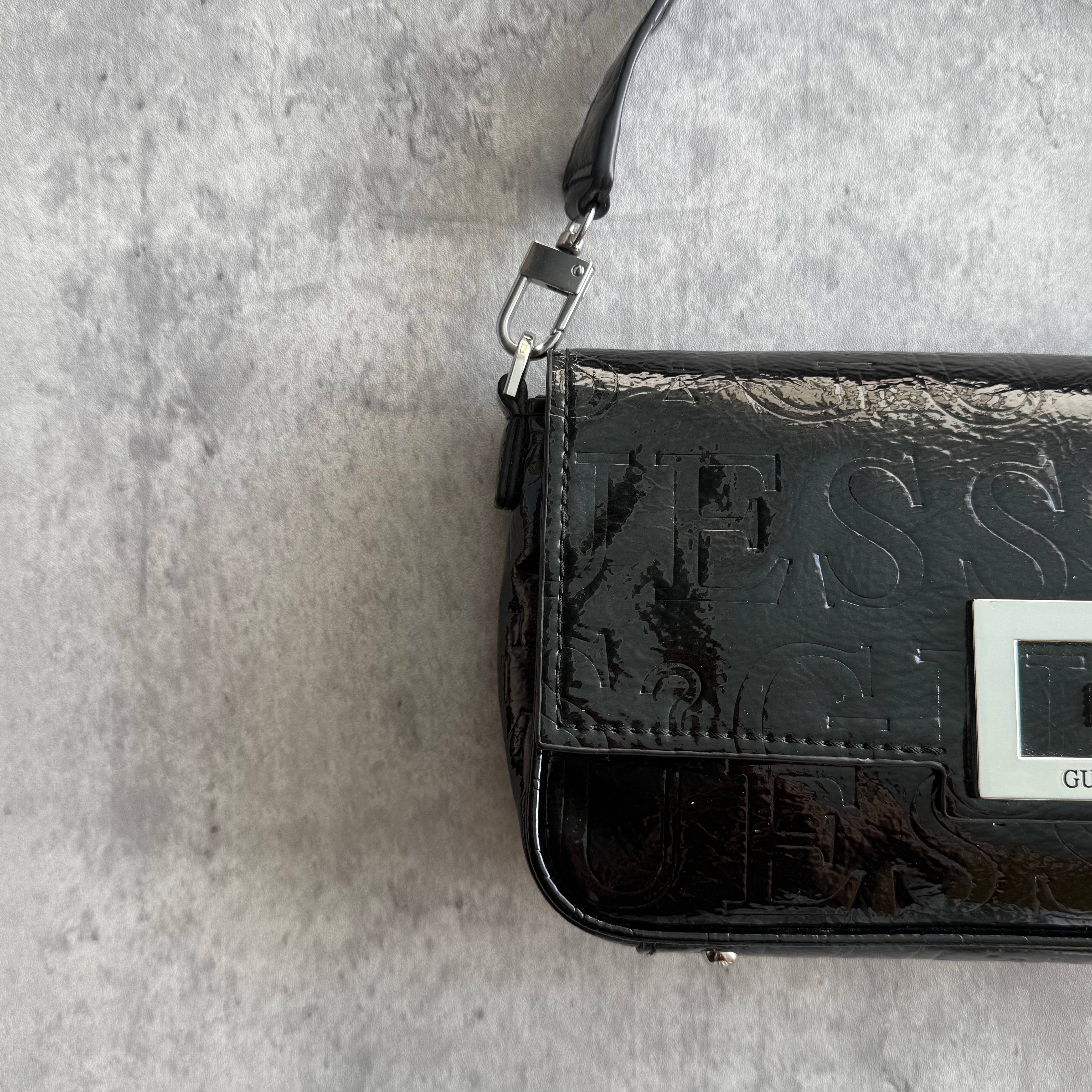 Guess Y2K G Logo Embossed Patent ShoulderBag Black
