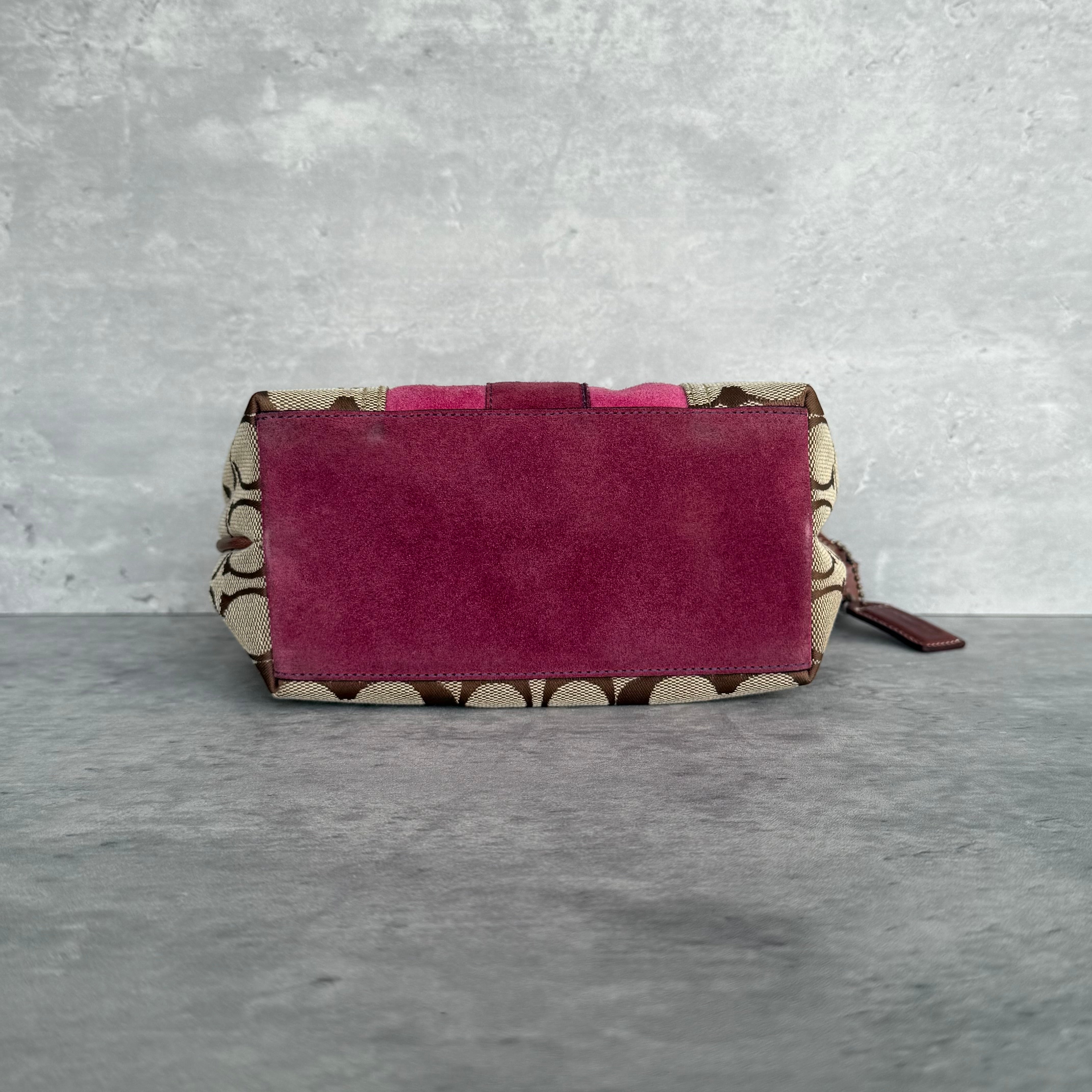 Coach Signature Stripe Mini Hobo ShoulderBag Beige/Pink