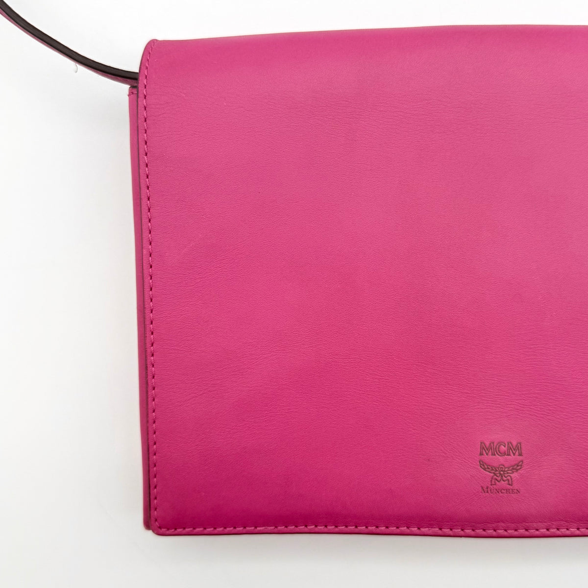 MCM Leather Flap Crossbody Bag Pink