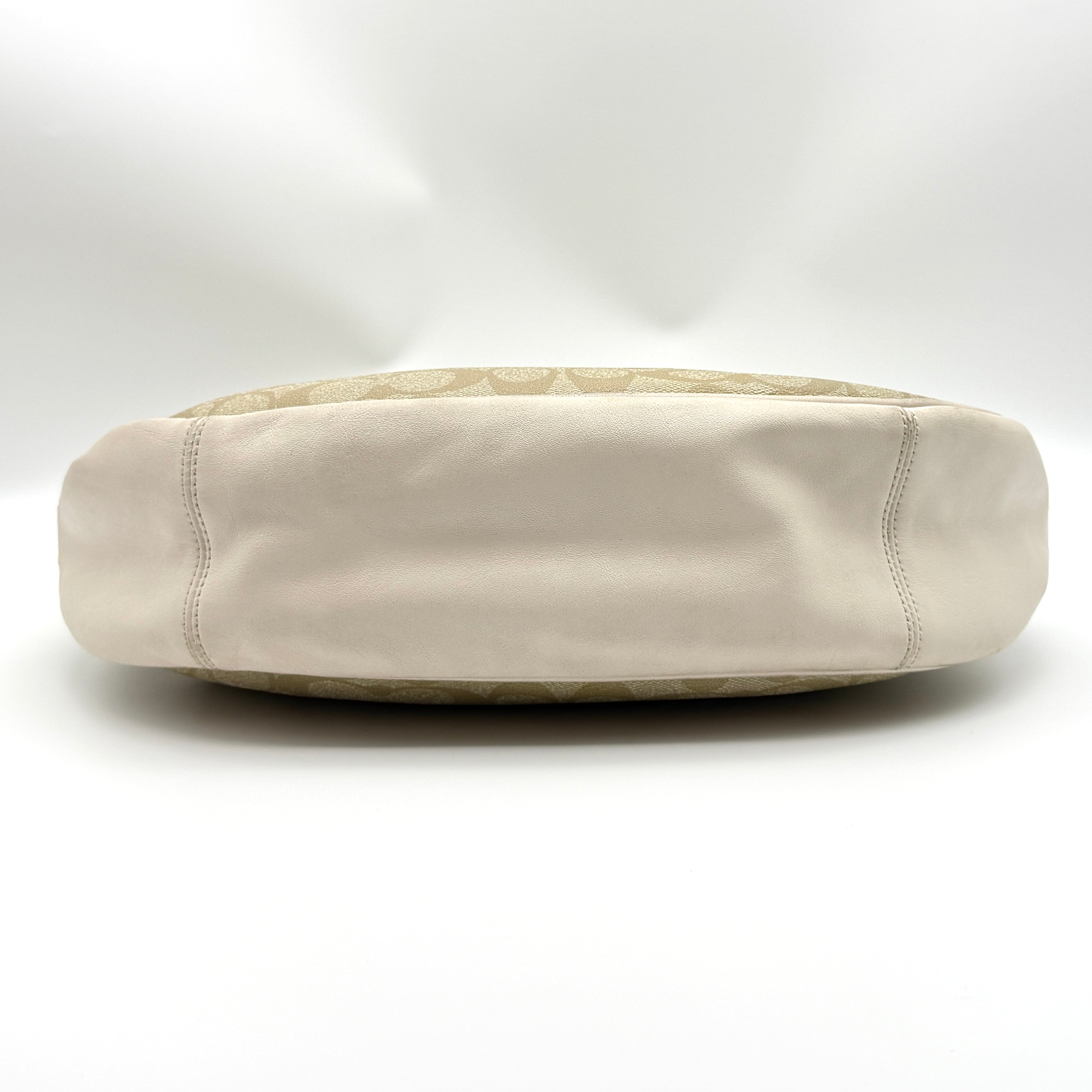 Coach Signature PVC Hobo Shoulder Bag Beige/White