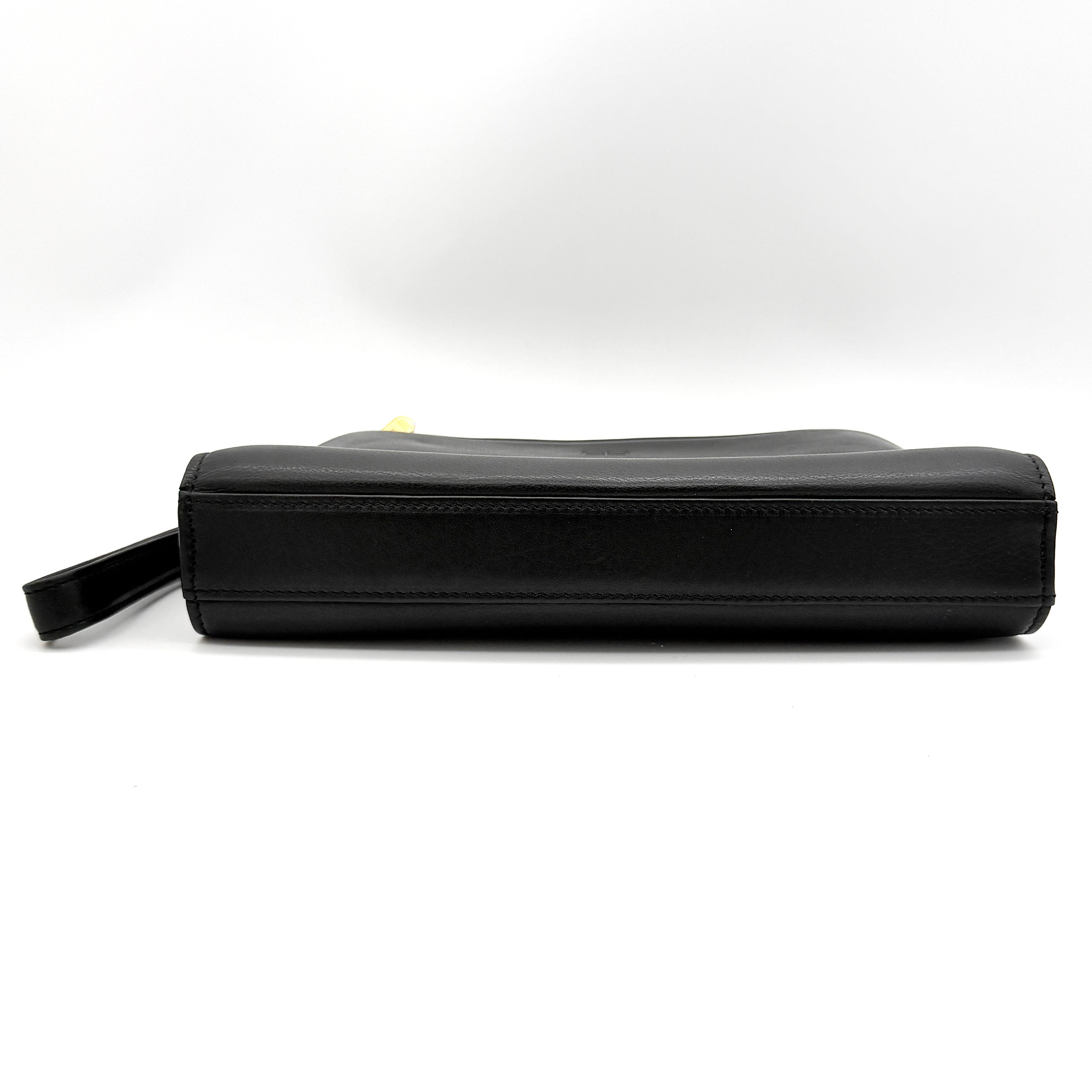 Balenciaga x ACE BB Logo Leather Clutch Bag Black