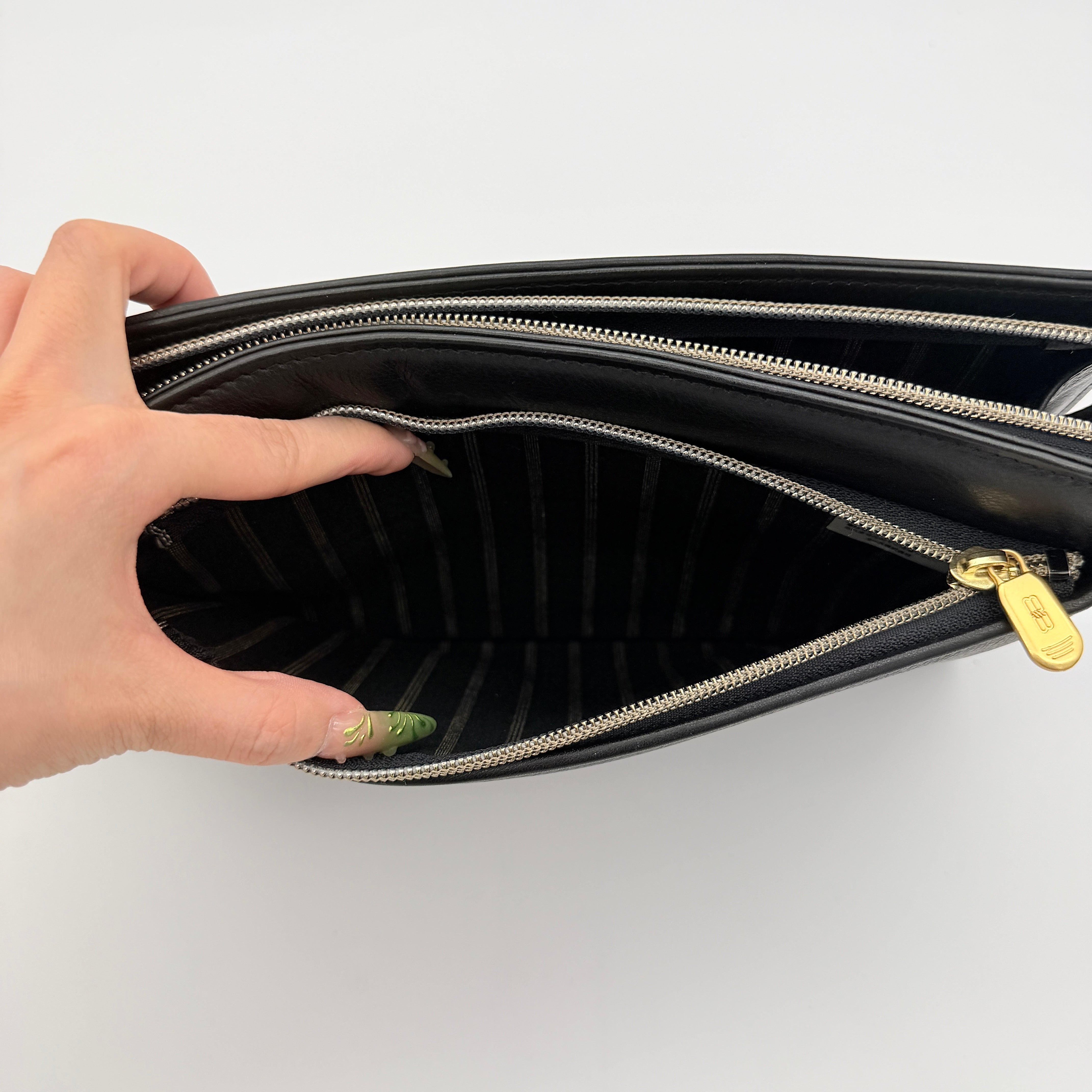 Balenciaga x ACE BB Logo Leather Clutch Bag Black