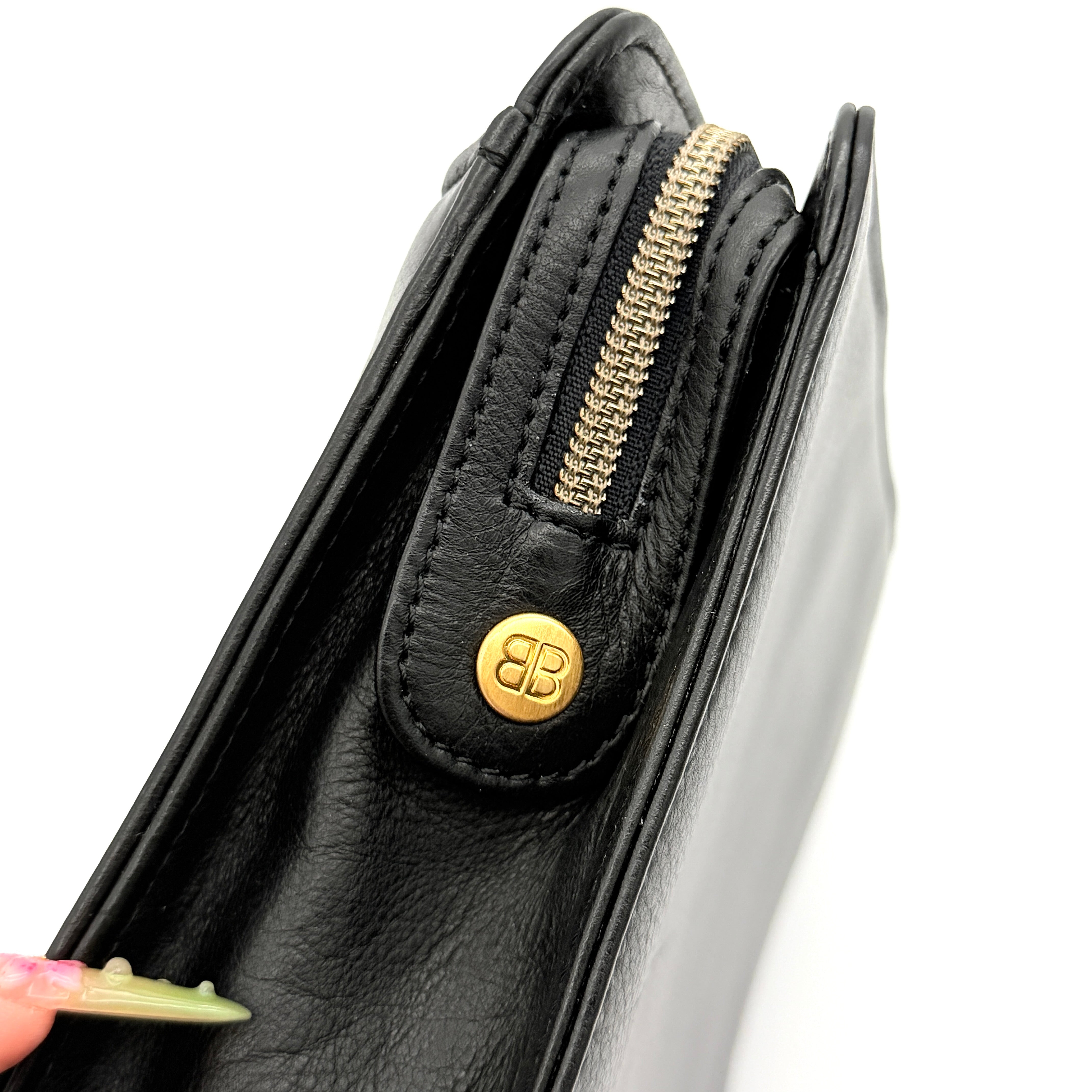 Balenciaga x ACE BB Logo Leather Clutch Bag Black