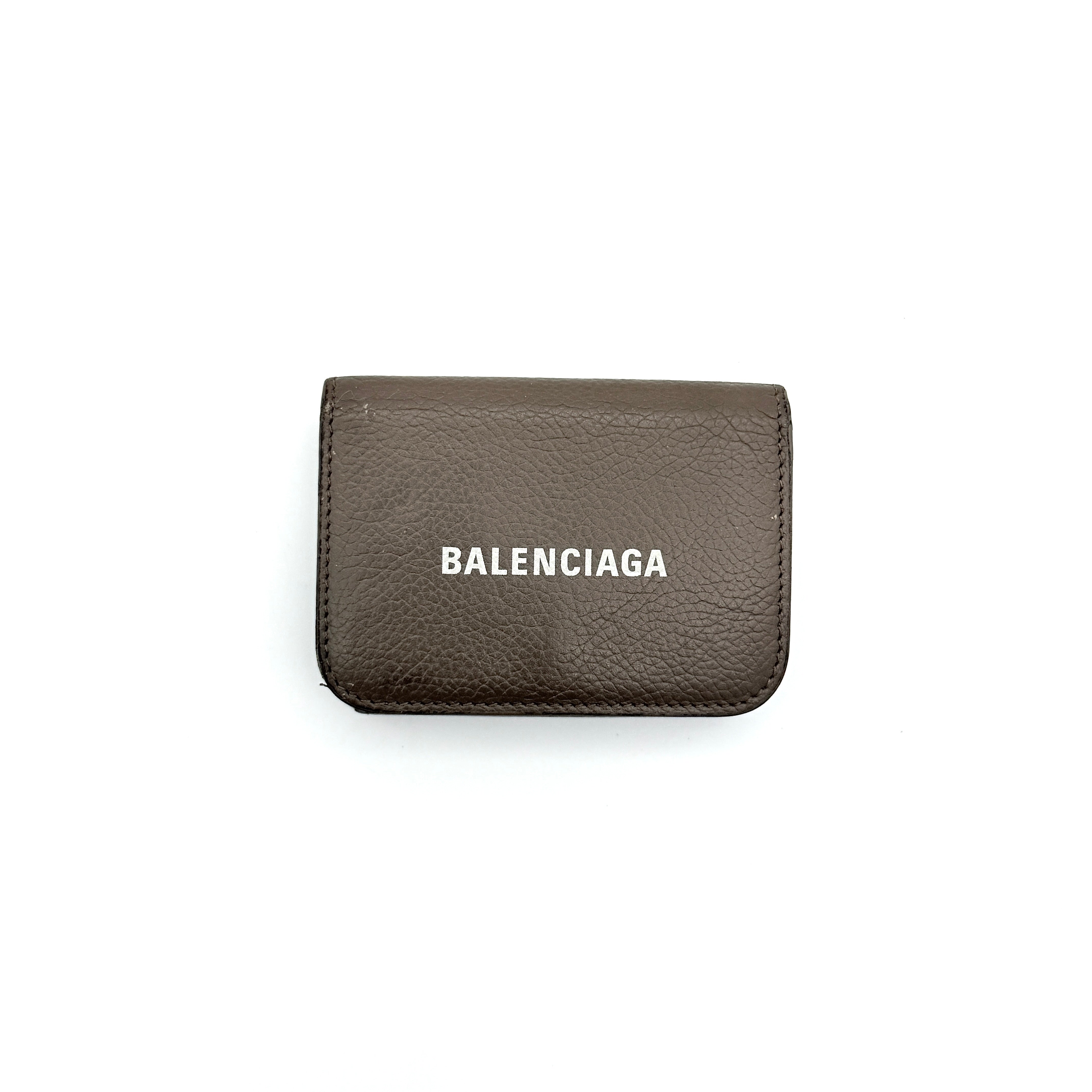 Balenciaga Logo Mini Wallet Taupe Brown