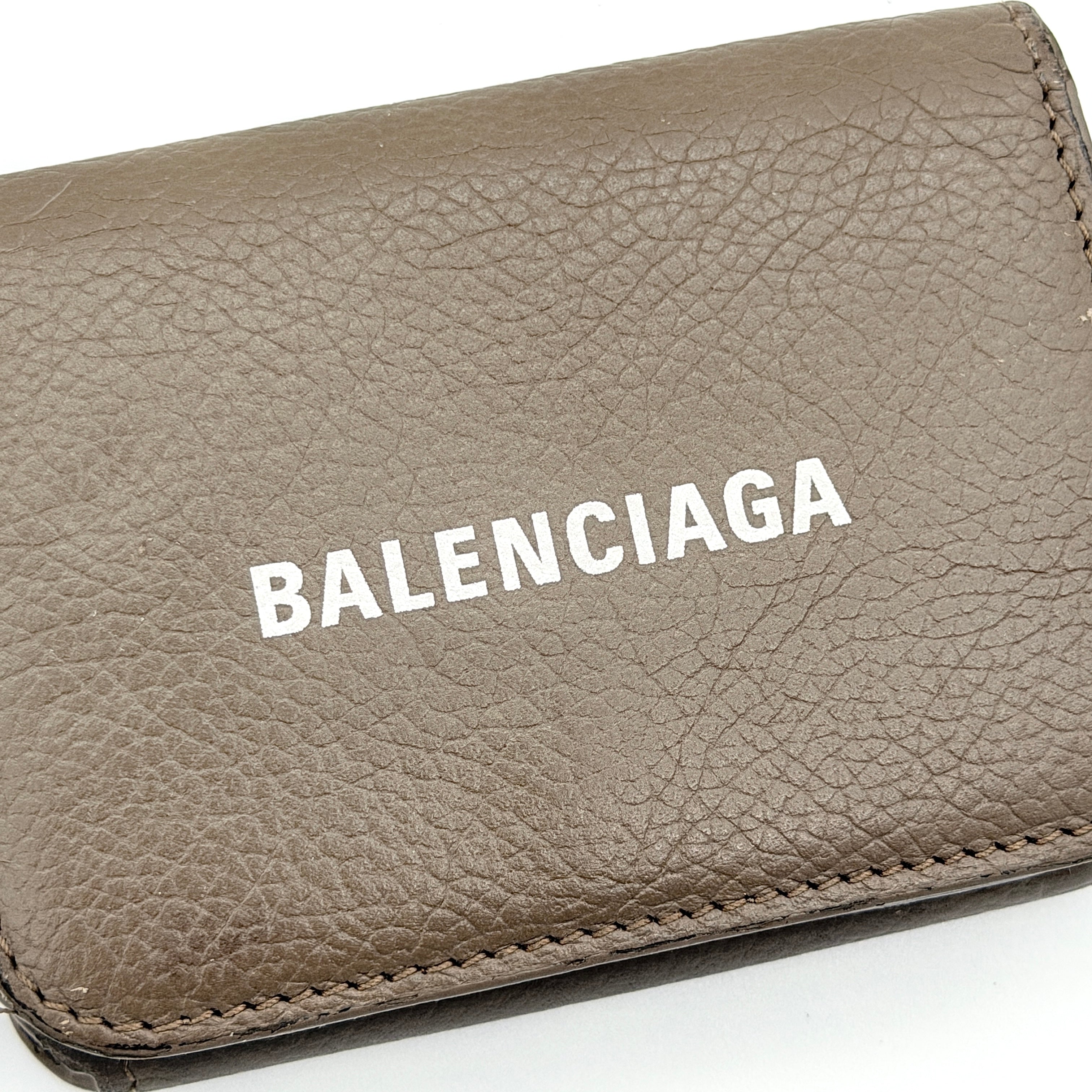 Balenciaga Logo Mini Wallet Taupe Brown