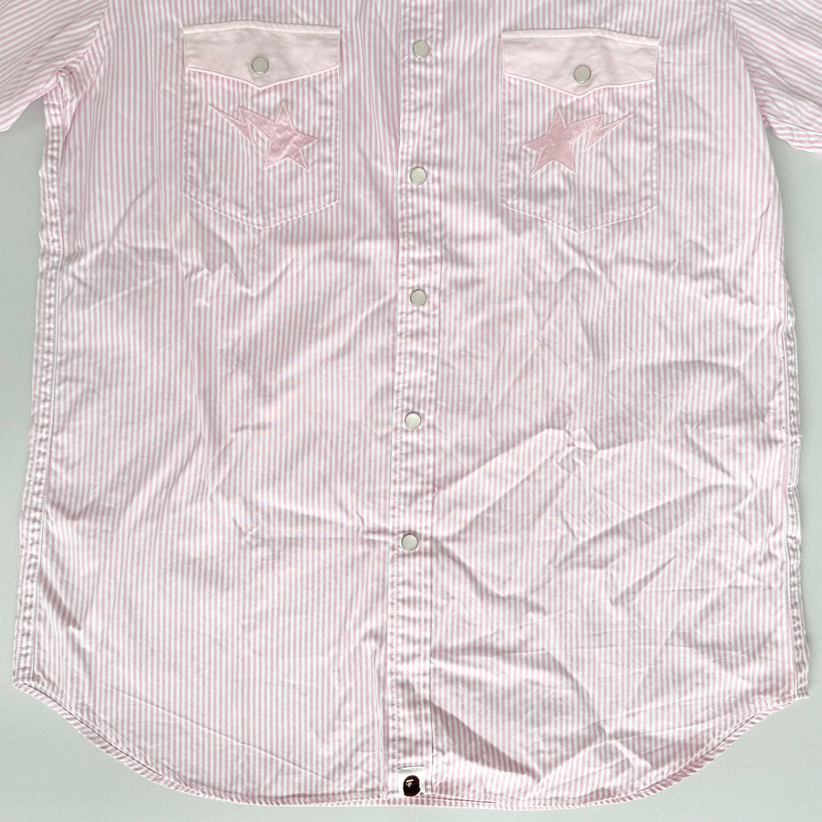 BAPE Striped Dual Pocket Button Up Shirt Pink