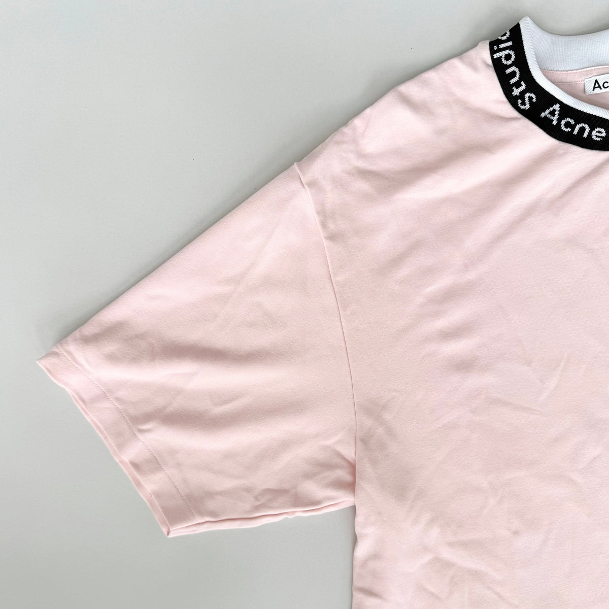 (XS) Acne Studios Extorr Logo Rib T-shirt Black/Pink