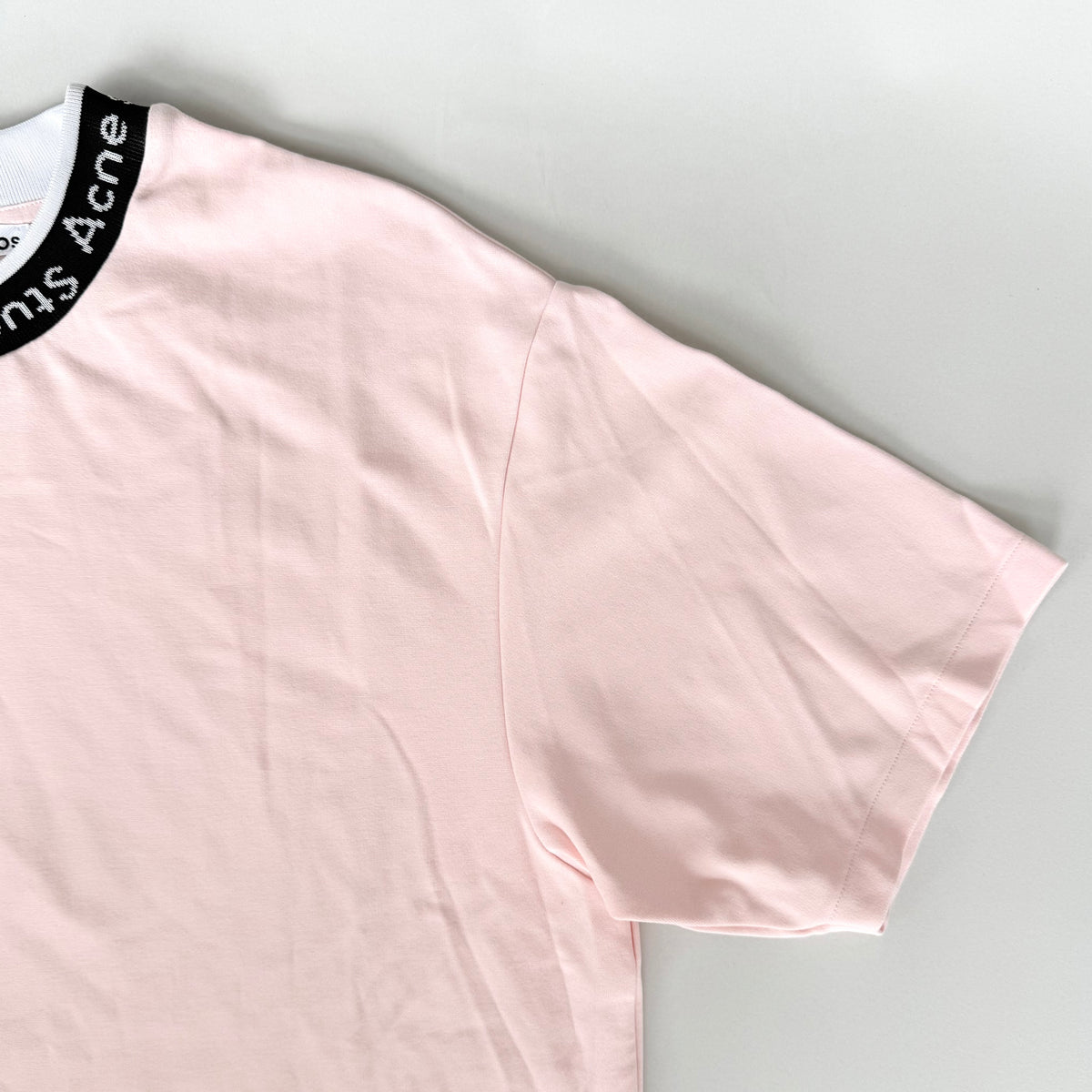 (XS) Acne Studios Extorr Logo Rib T-shirt Black/Pink