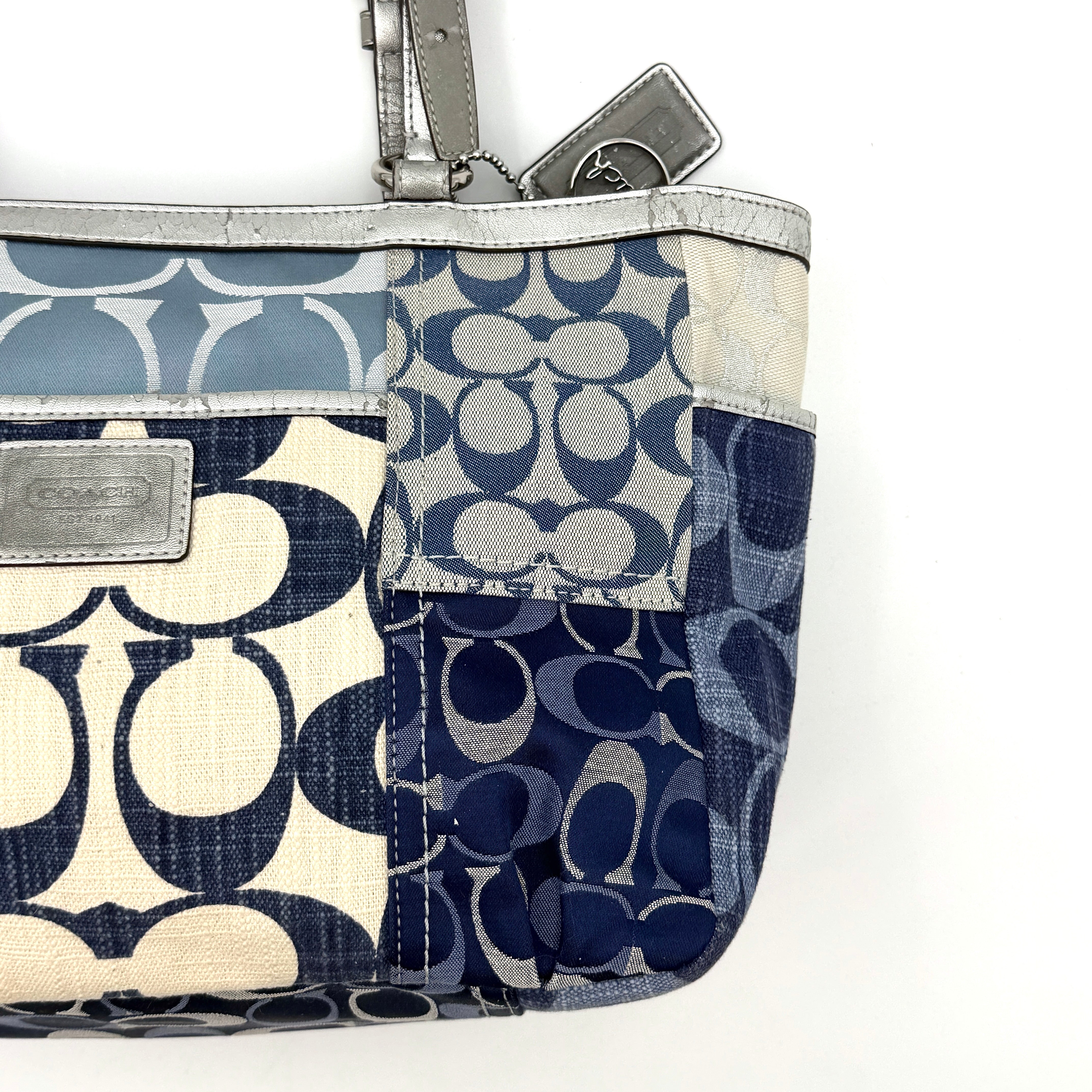 Coach Y2K Denim Patchwork Tote Bag Blue