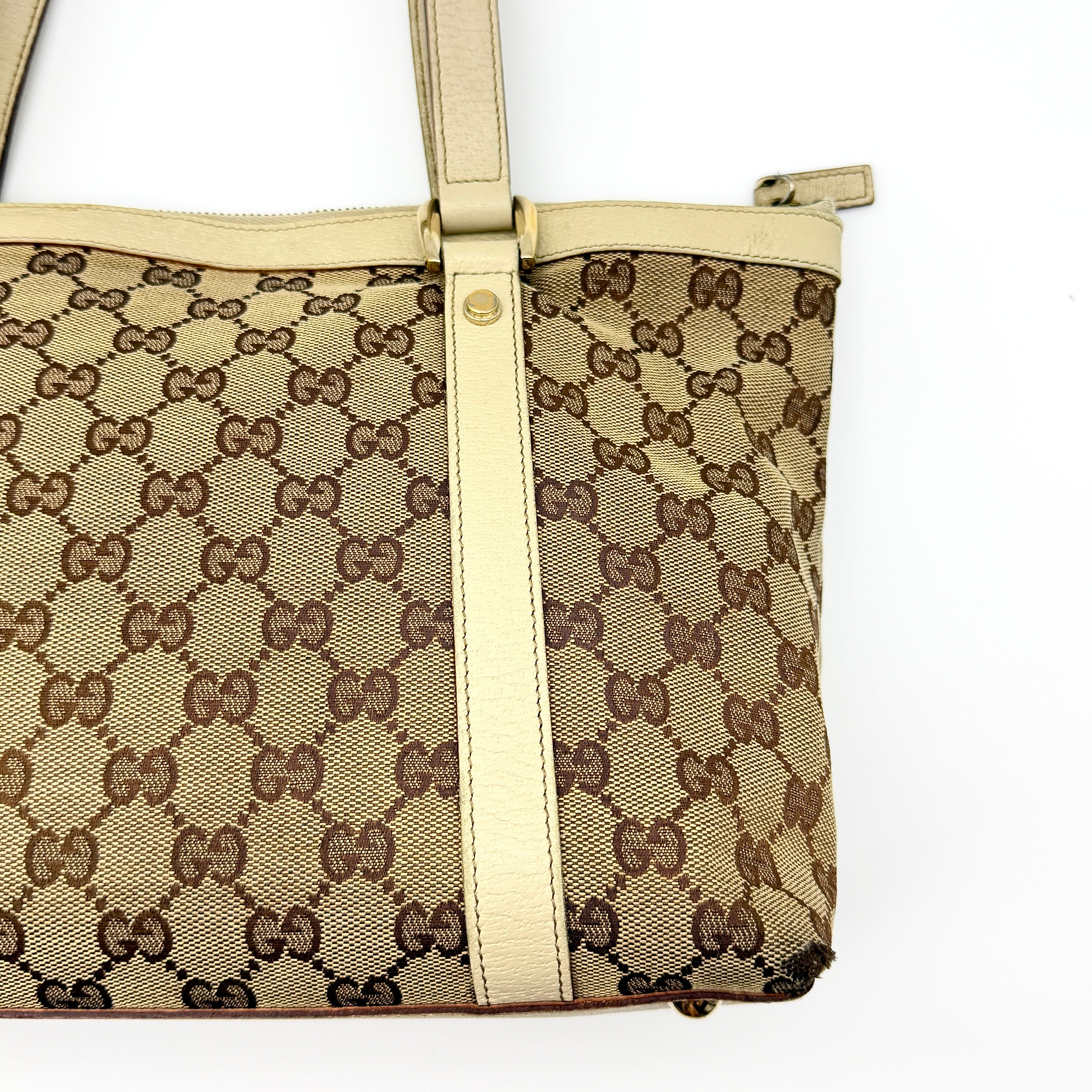 Gucci GG Monogram Abbey Shoulder Bag Beige/White